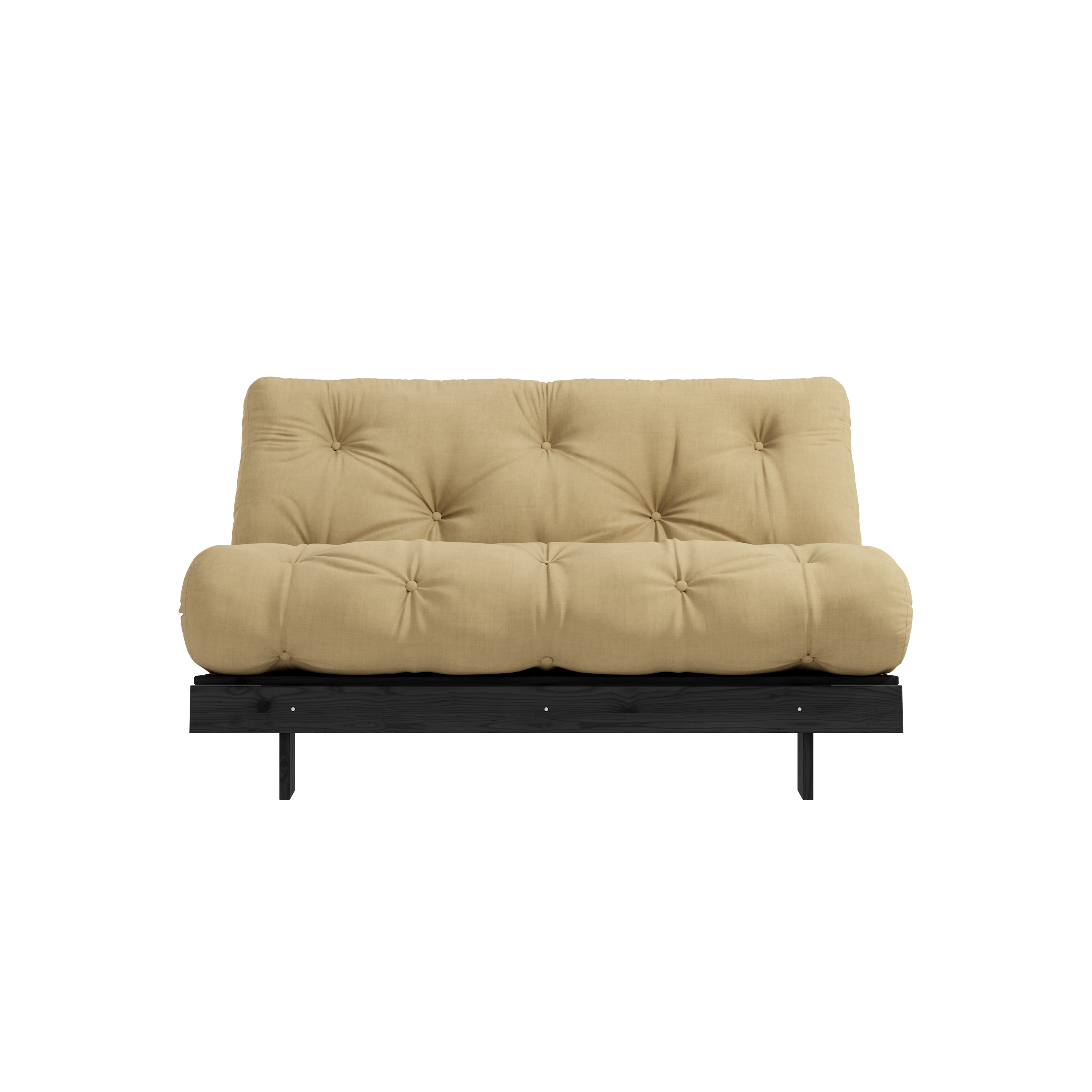 ROOTS BLACK NIGHT LACQUERED 140 X 200 W. ROOTS MATTRESS WHEAT BEIGE