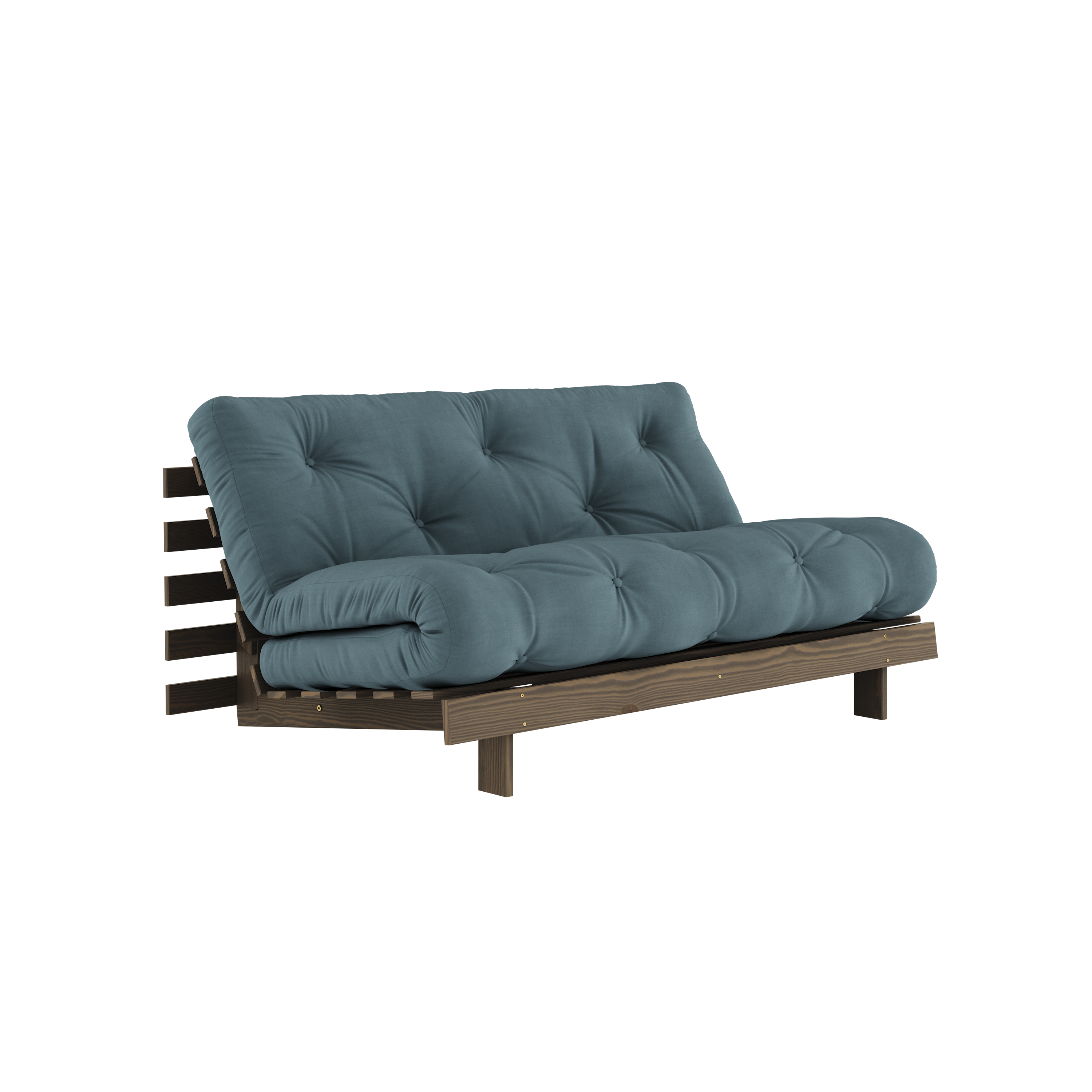 ROOTS CAROB BROWN 160 X 200 W. ROOTS MATTRESS PETROL BLUE