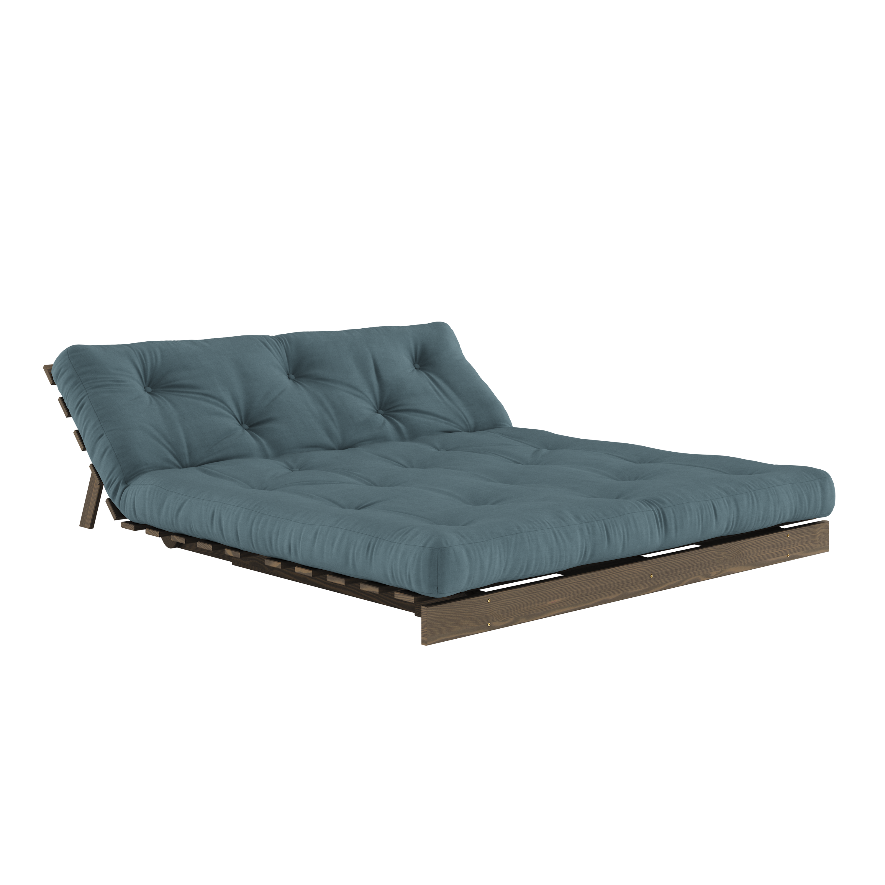 ROOTS CAROB BROWN 160 X 200 W. ROOTS MATTRESS PETROL BLUE