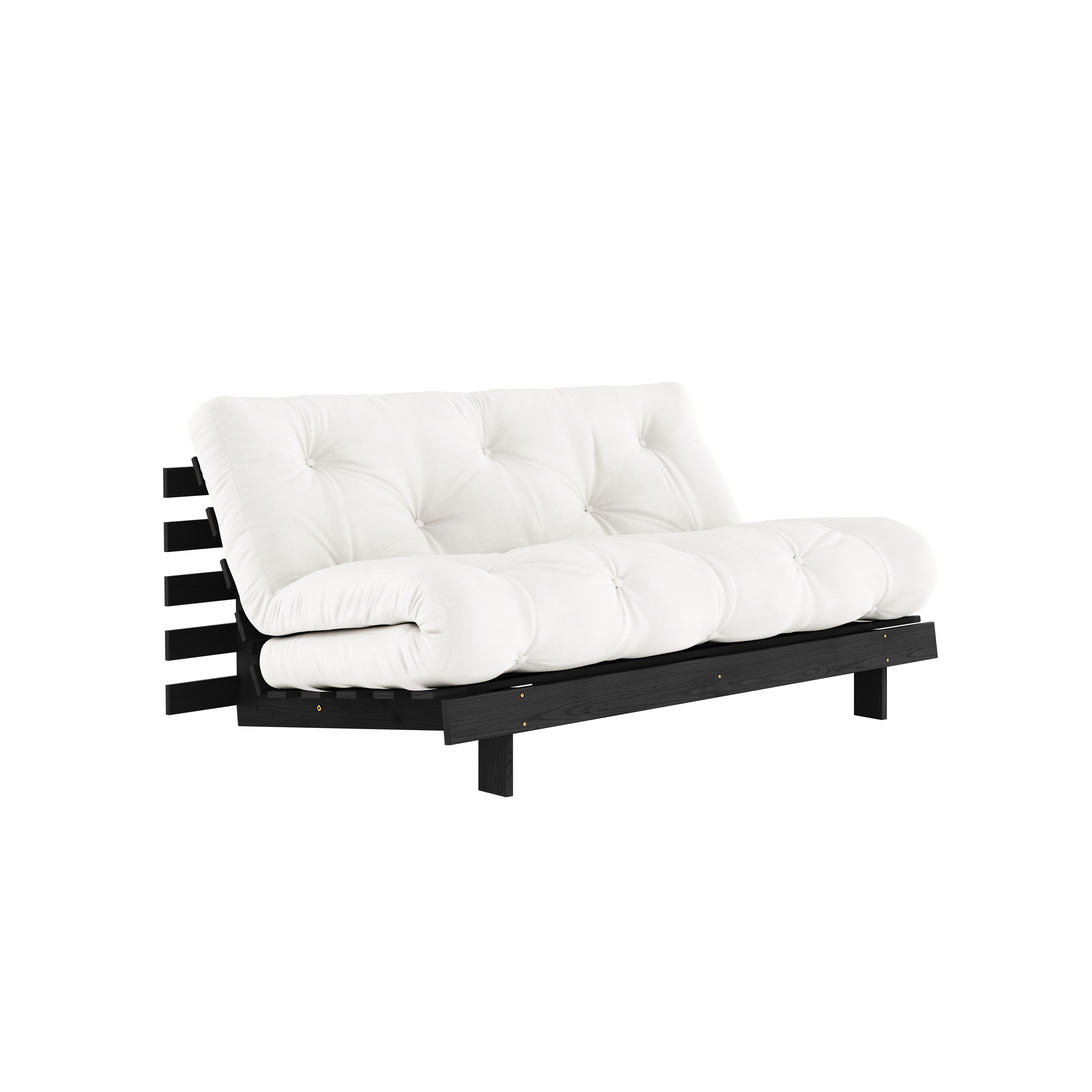 ROOTS BLACK NIGHT LACQUERED 160 X 200 W. ROOTS MATTRESS NATURAL