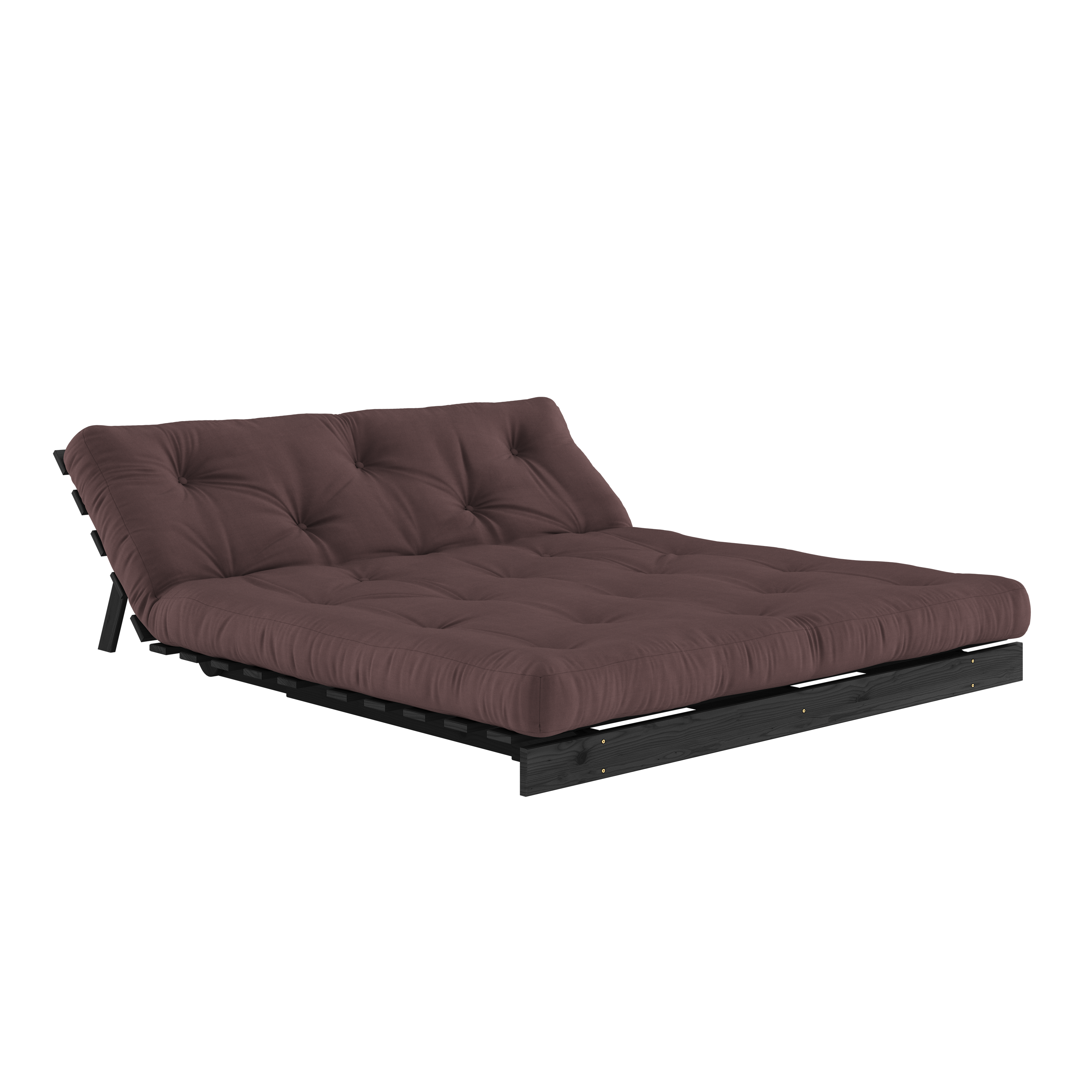 ROOTS BLACK NIGHT LACQUERED 160 X 200 W. ROOTS MATTRESS BROWN