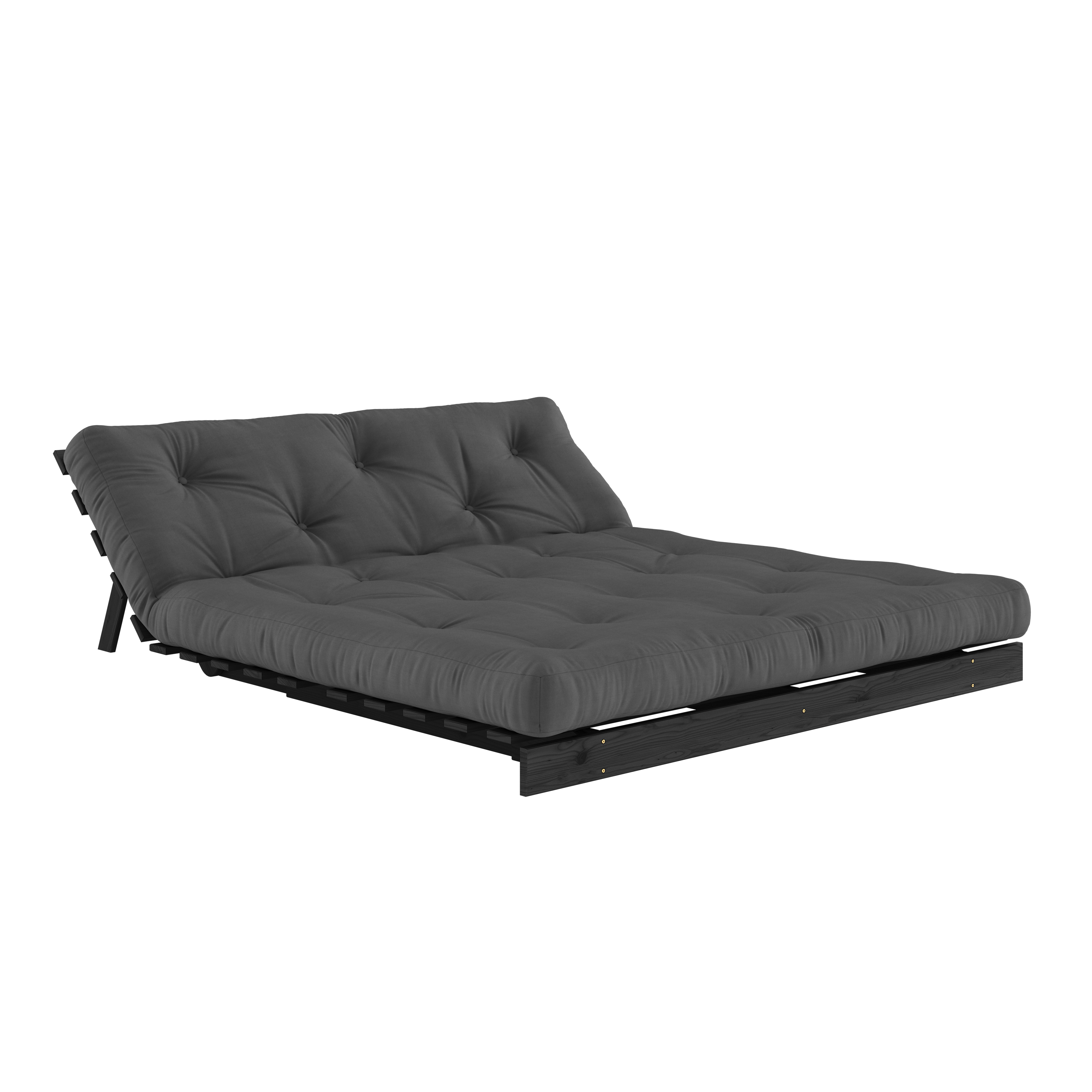 ROOTS BLACK NIGHT LACQUERED 160 X 200 W. ROOTS MATTRESS DARK GREY