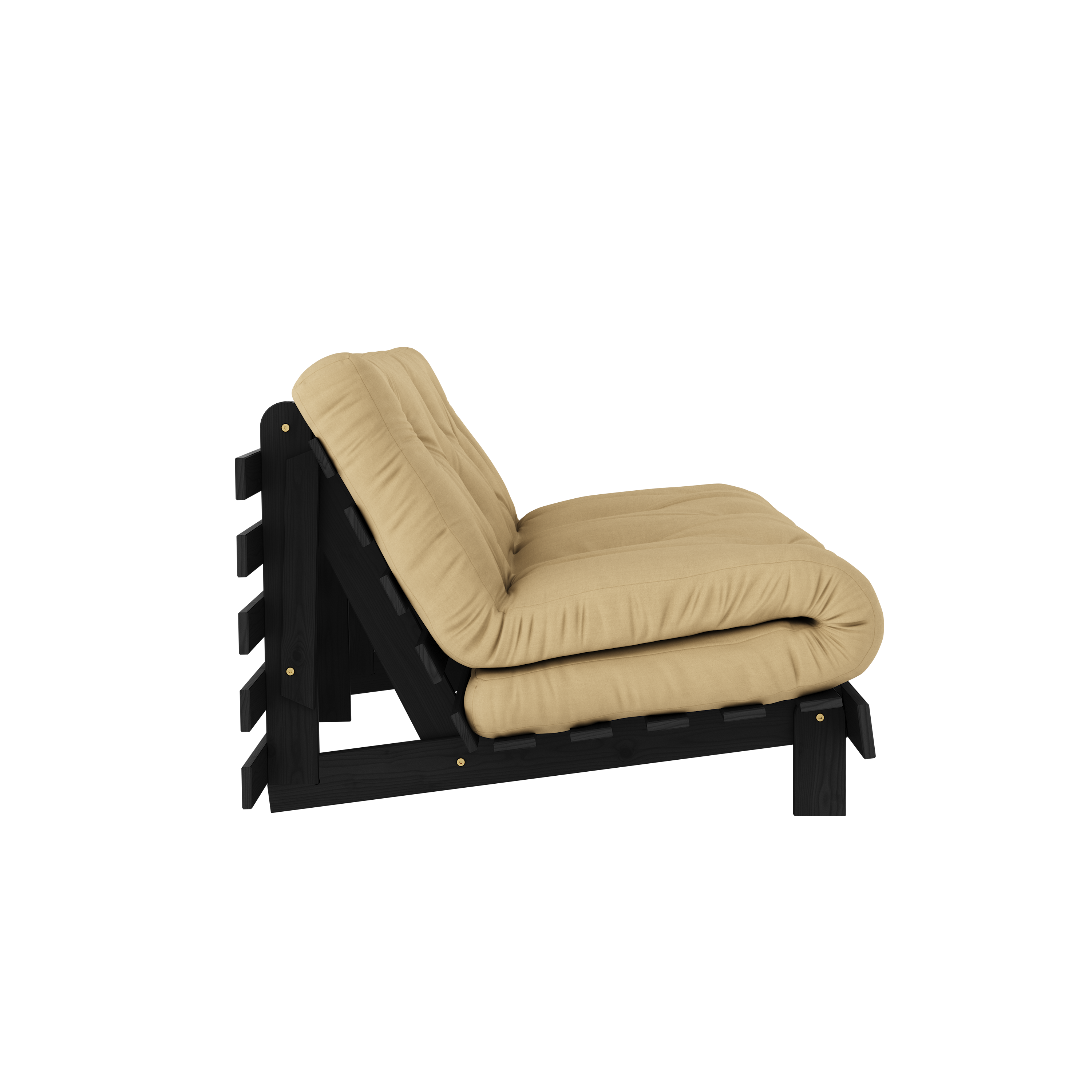 ROOTS BLACK NIGHT LACQUERED 160 X 200 W. ROOTS MATTRESS WHEAT BEIGE