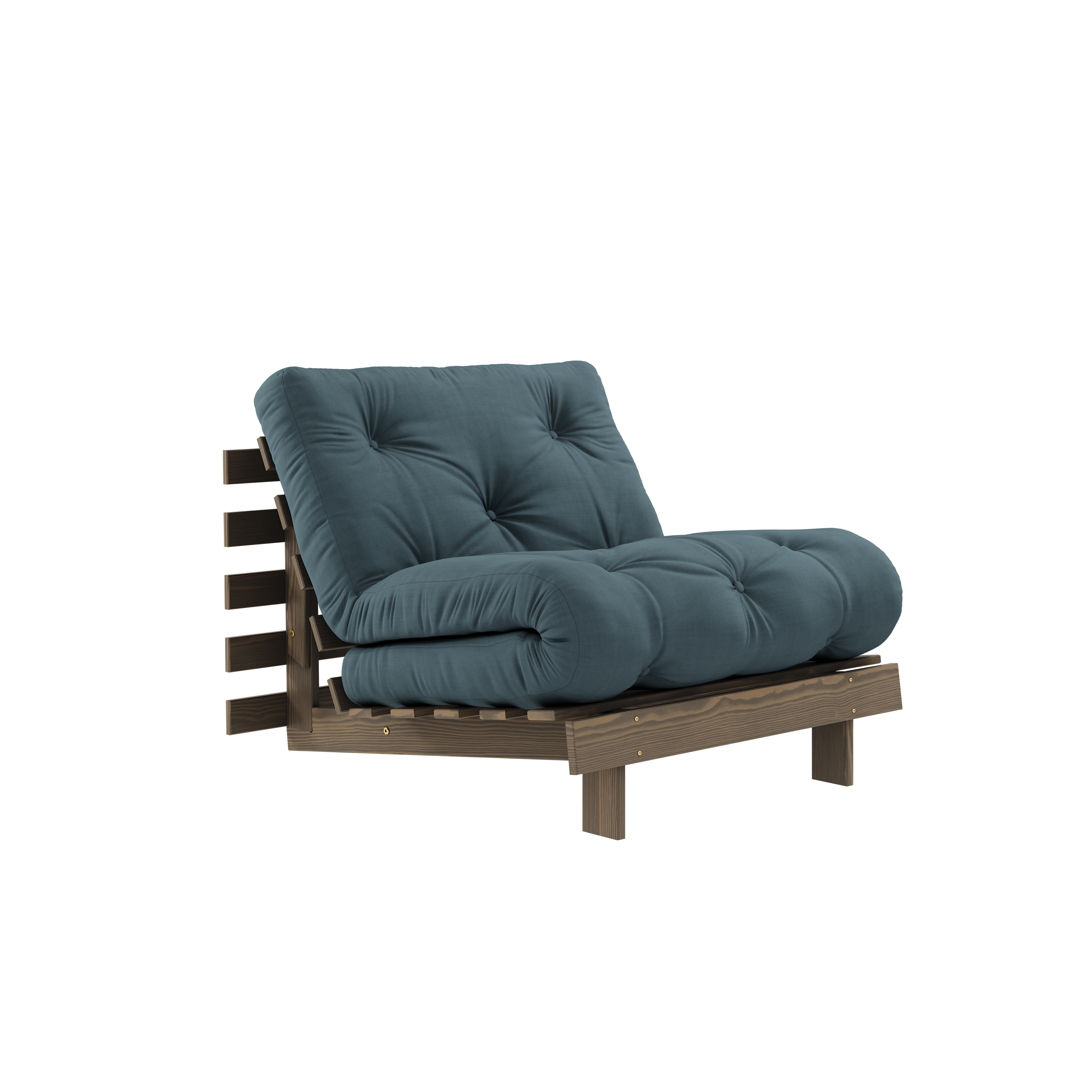 ROOTS CAROB BROWN 90 X 200 W. ROOTS MATTRESS PETROL BLUE