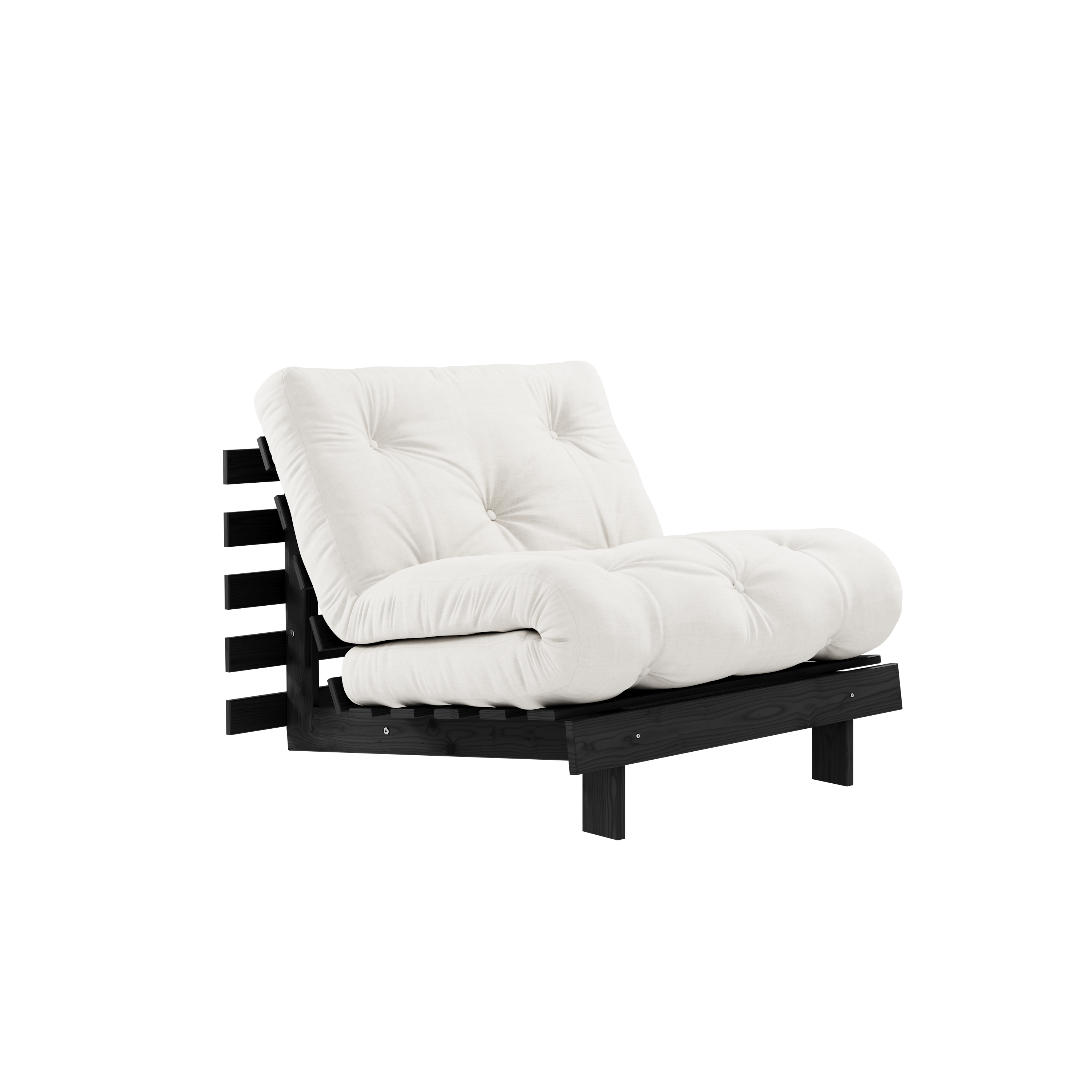 ROOTS BLACK NIGHT LACQUERED 90 X 200 W. ROOTS MATTRESS NATURAL