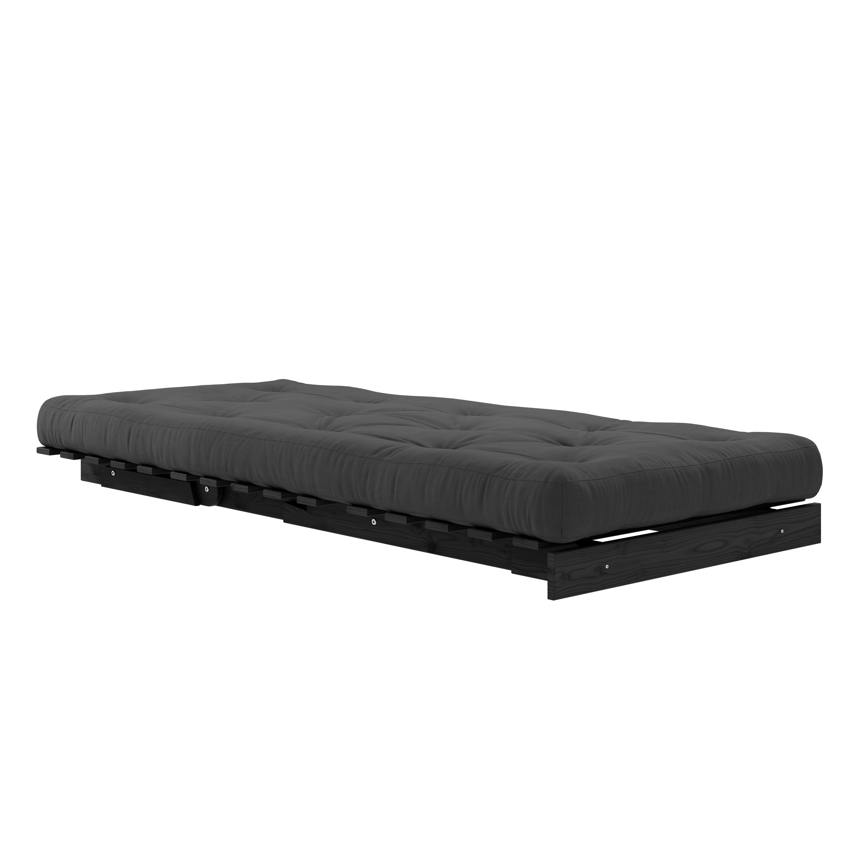 ROOTS BLACK NIGHT LACQUERED 90 X 200 W. ROOTS MATTRESS DARK GREY