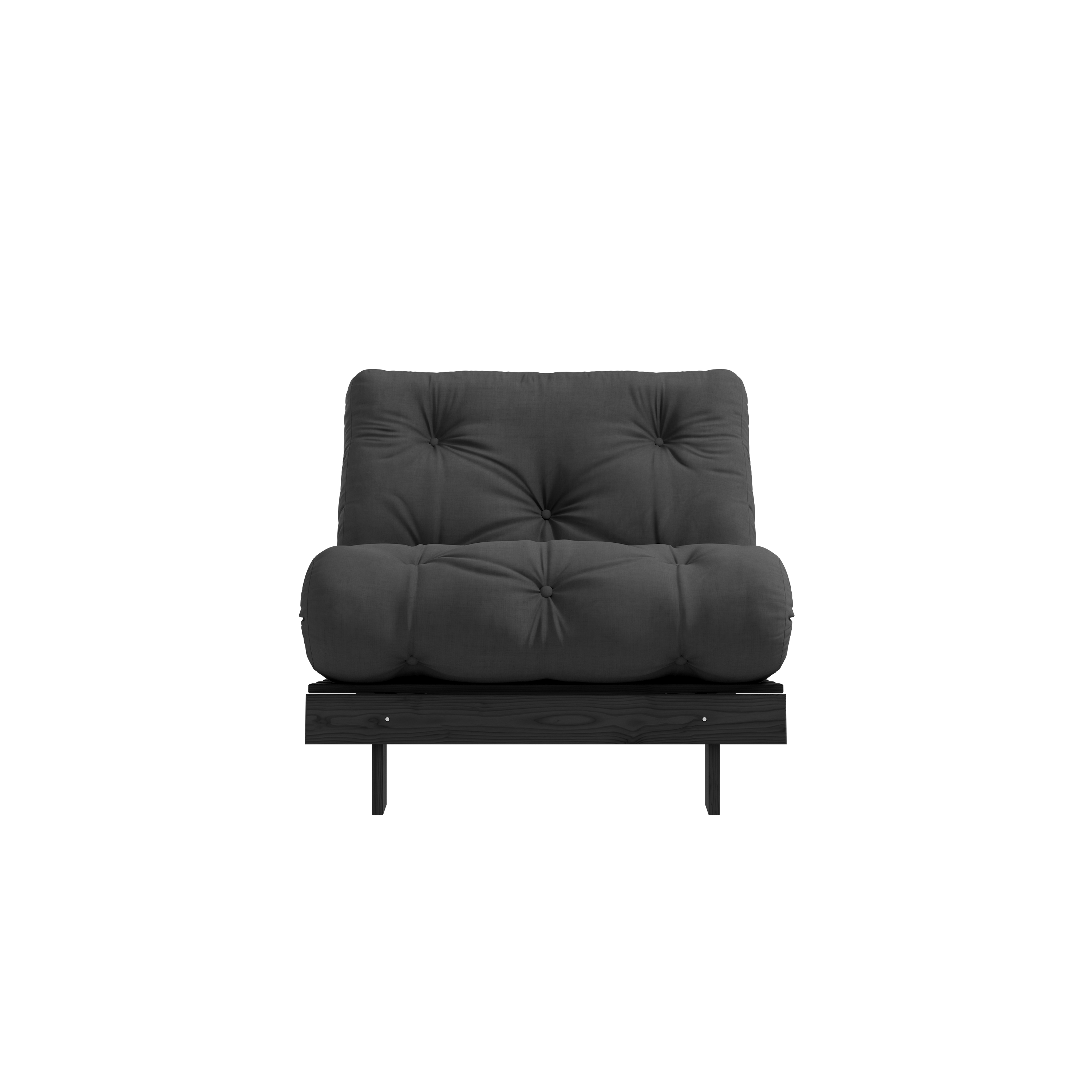 ROOTS BLACK NIGHT LACQUERED 90 X 200 W. ROOTS MATTRESS DARK GREY