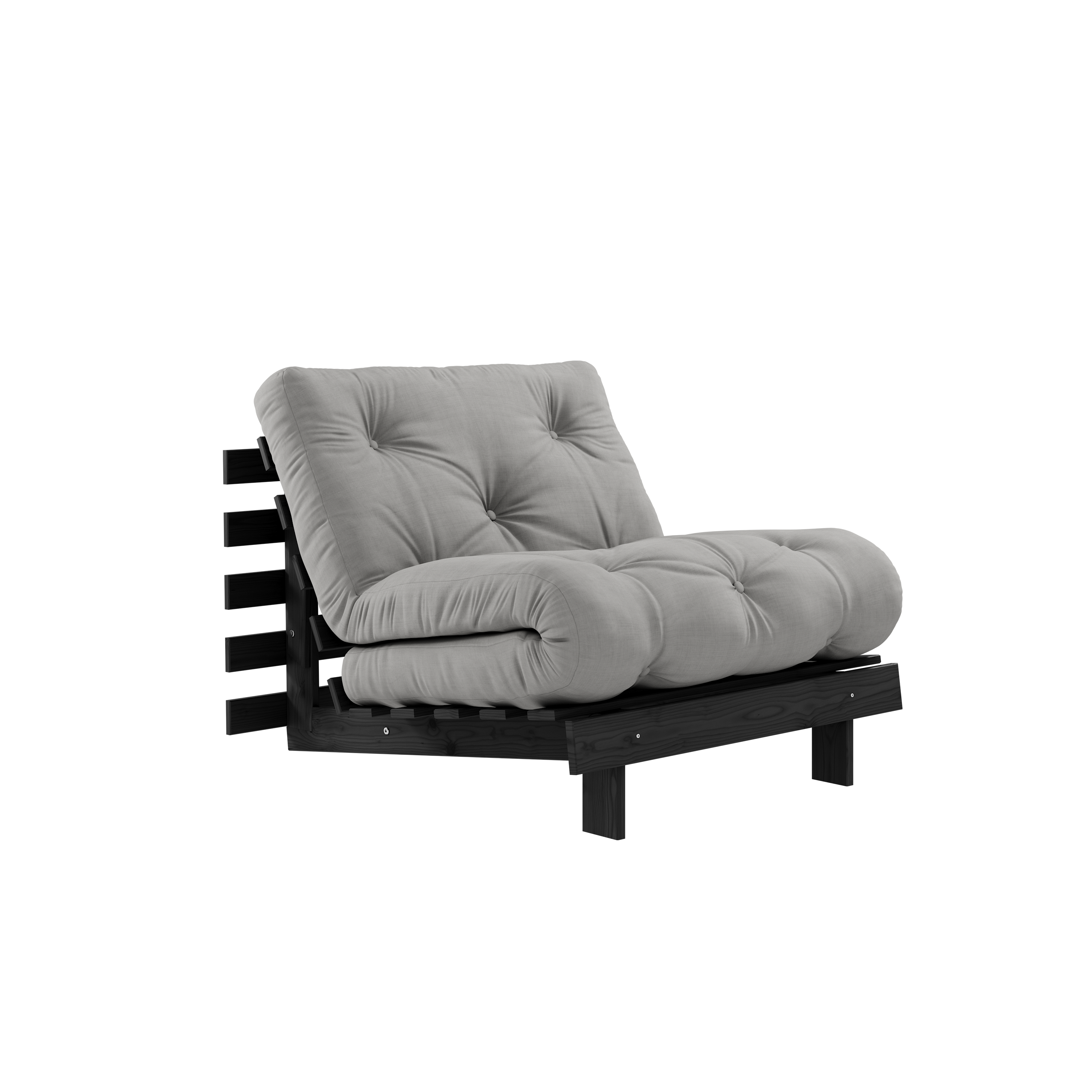 ROOTS BLACK NIGHT LACQUERED 90 X 200 W. ROOTS MATTRESS GREY