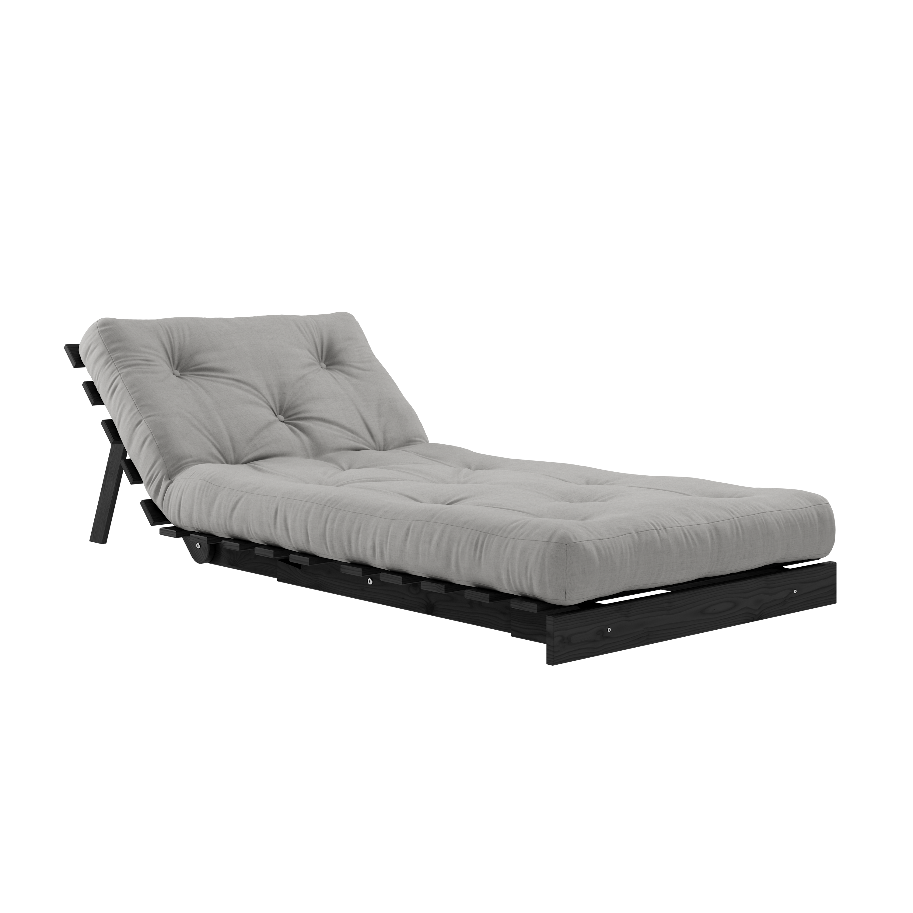 ROOTS BLACK NIGHT LACQUERED 90 X 200 W. ROOTS MATTRESS GREY