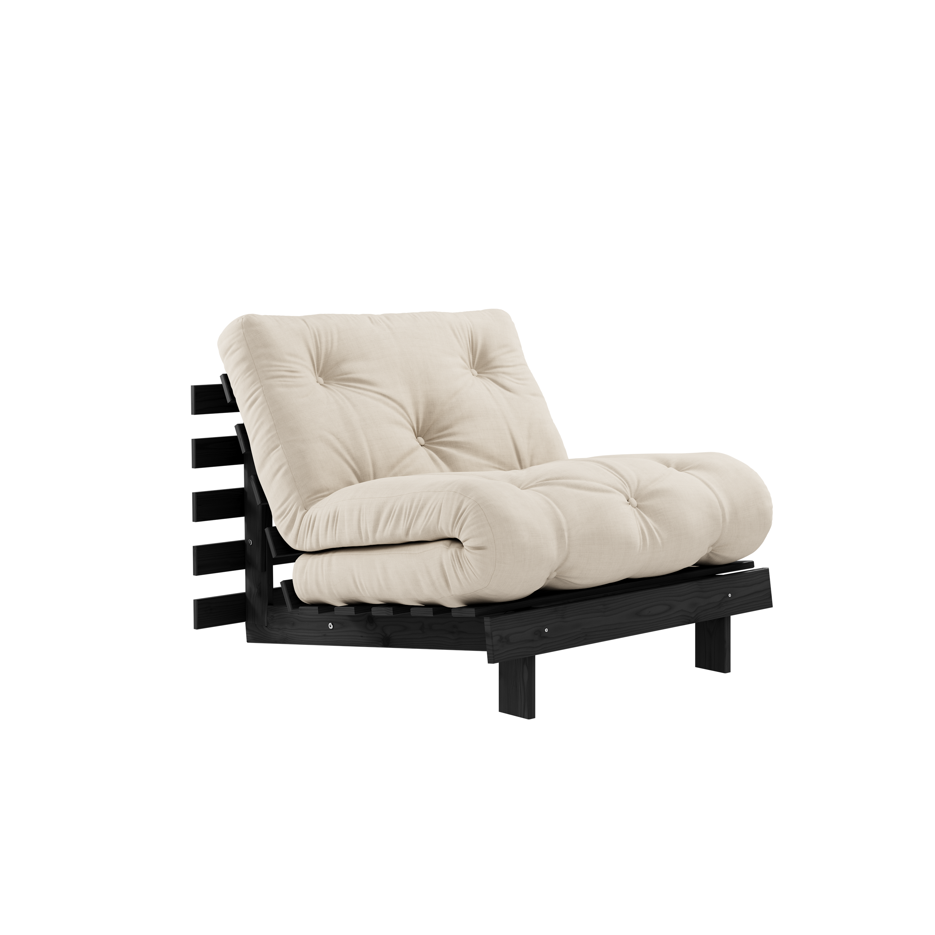 ROOTS BLACK NIGHT LACQUERED 90 X 200 W. ROOTS MATTRESS BEIGE