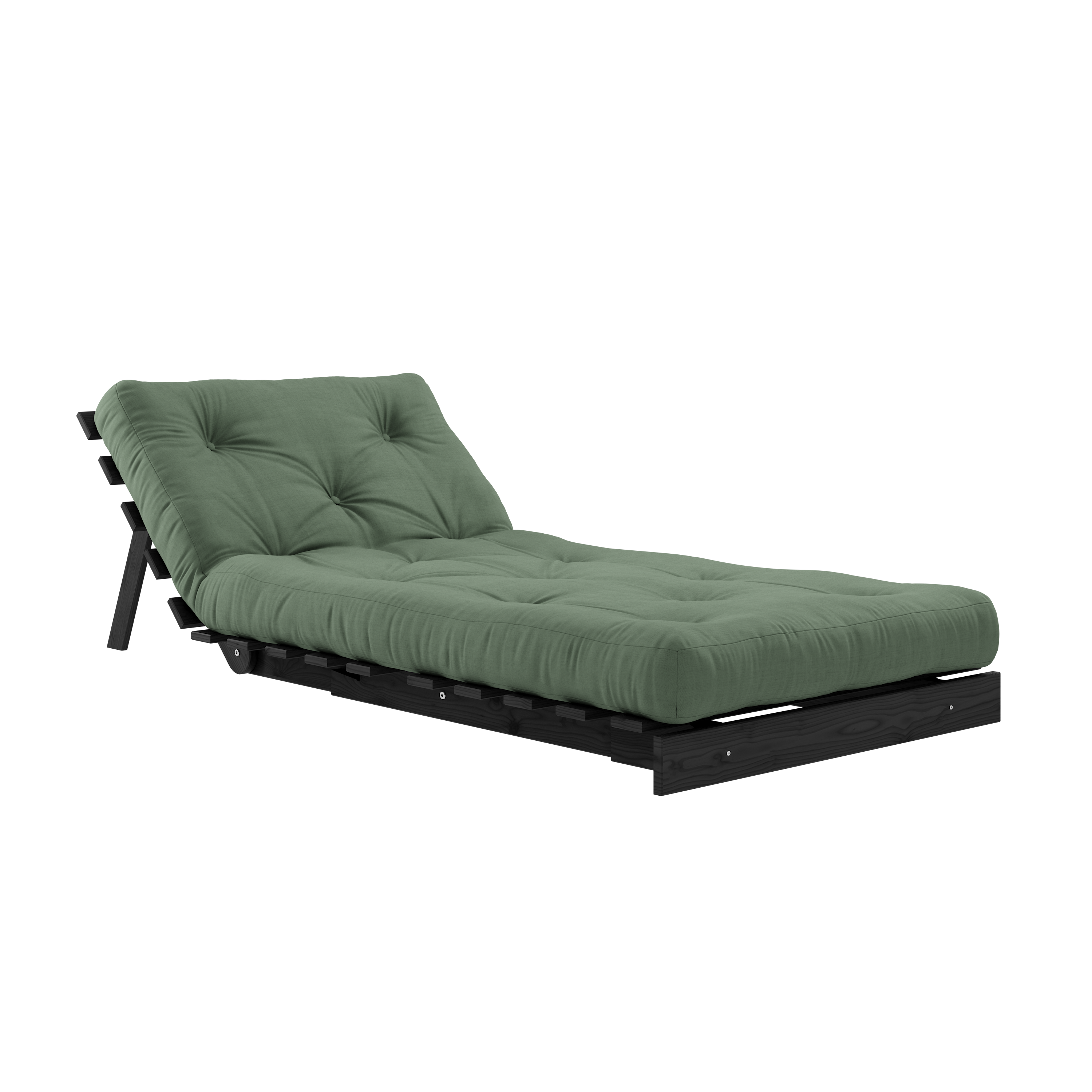 ROOTS BLACK NIGHT LACQUERED 90 X 200 W. ROOTS MATTRESS OLIVE GREEN