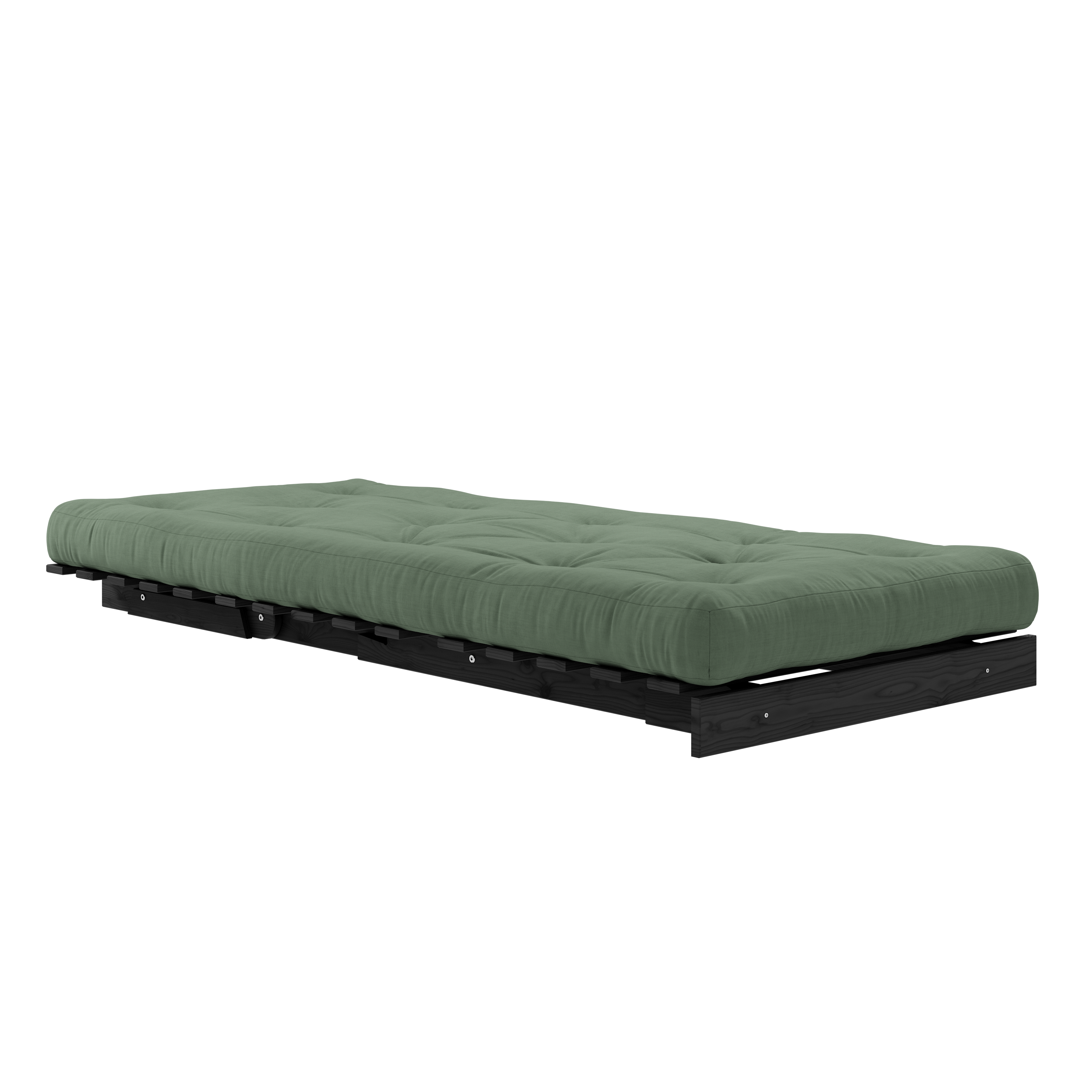 ROOTS BLACK NIGHT LACQUERED 90 X 200 W. ROOTS MATTRESS OLIVE GREEN