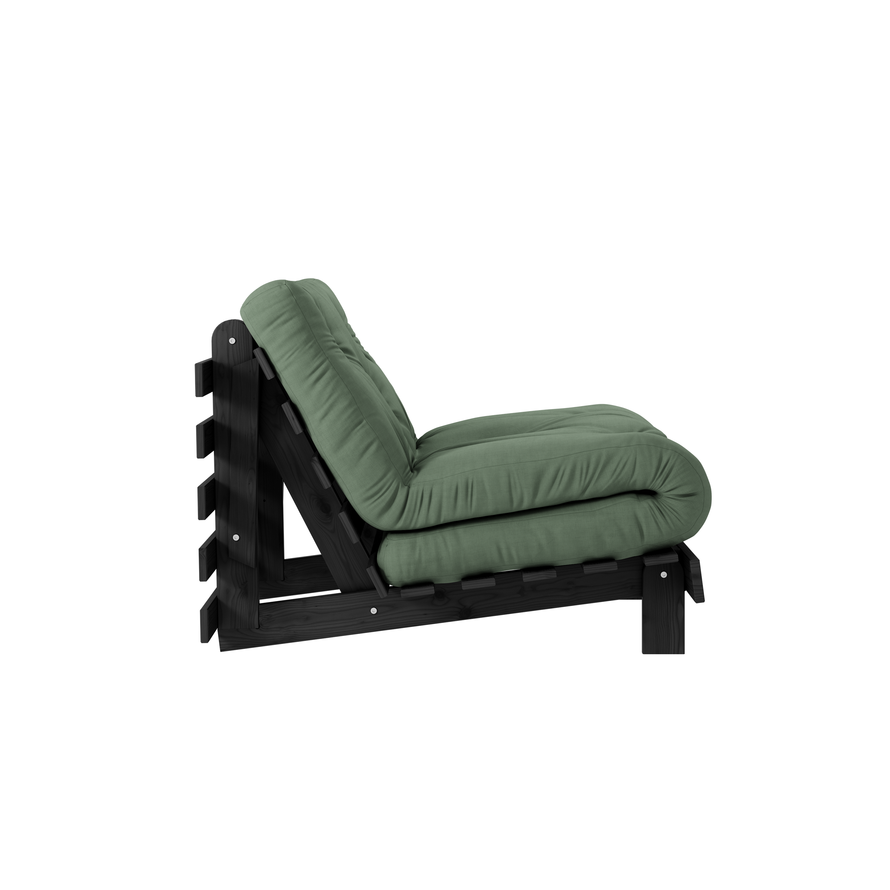 ROOTS BLACK NIGHT LACQUERED 90 X 200 W. ROOTS MATTRESS OLIVE GREEN
