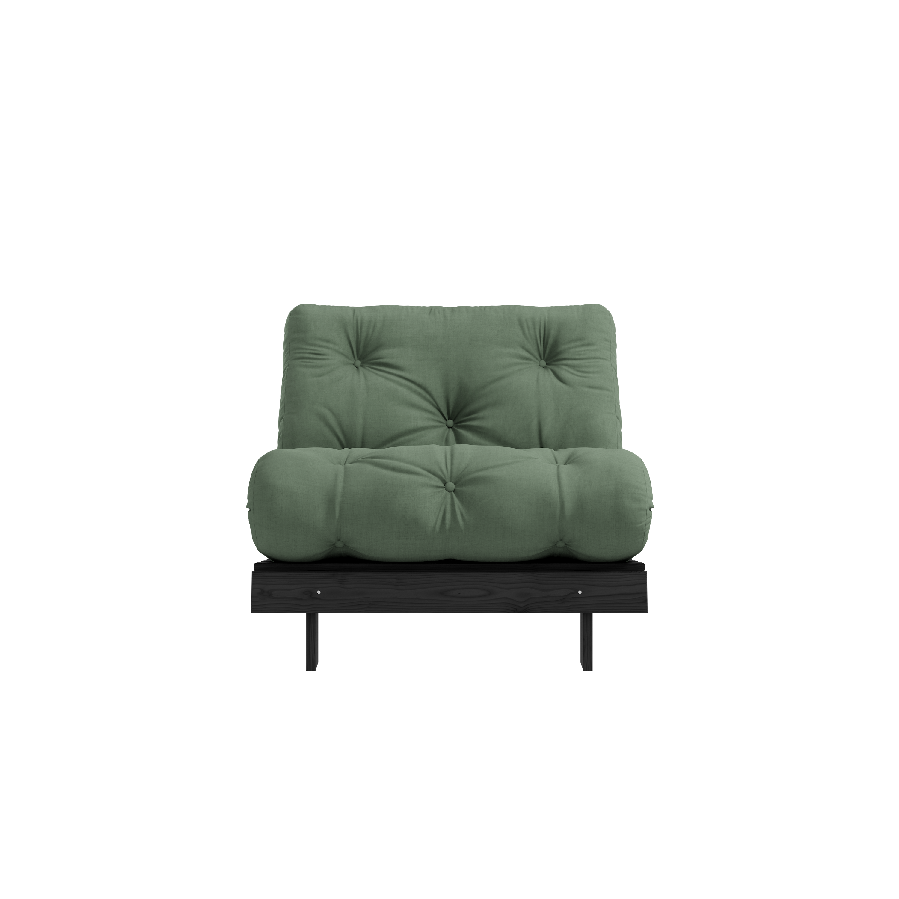 ROOTS BLACK NIGHT LACQUERED 90 X 200 W. ROOTS MATTRESS OLIVE GREEN