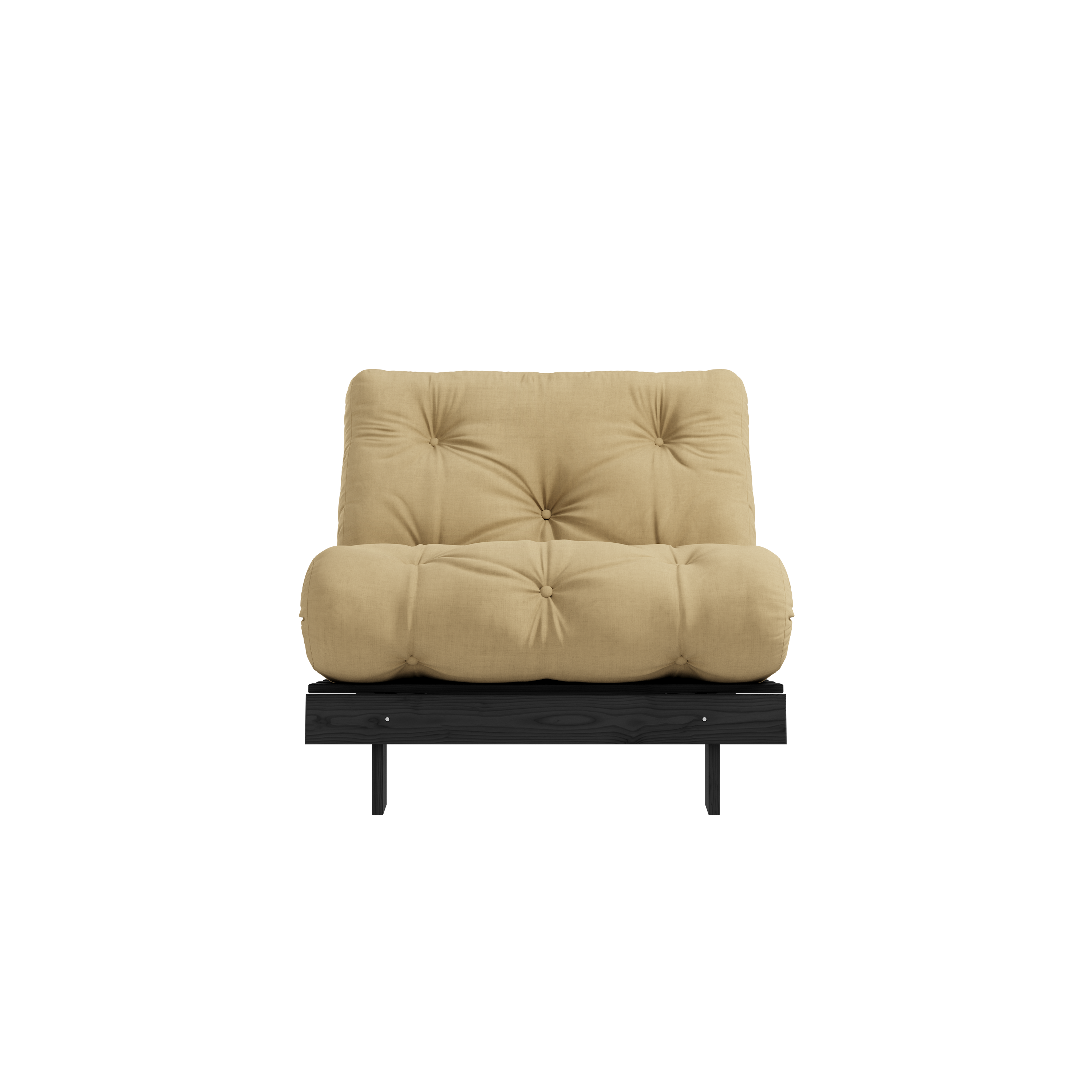 ROOTS BLACK NIGHT LACQUERED 90 X 200 W. ROOTS MATTRESS WHEAT BEIGE