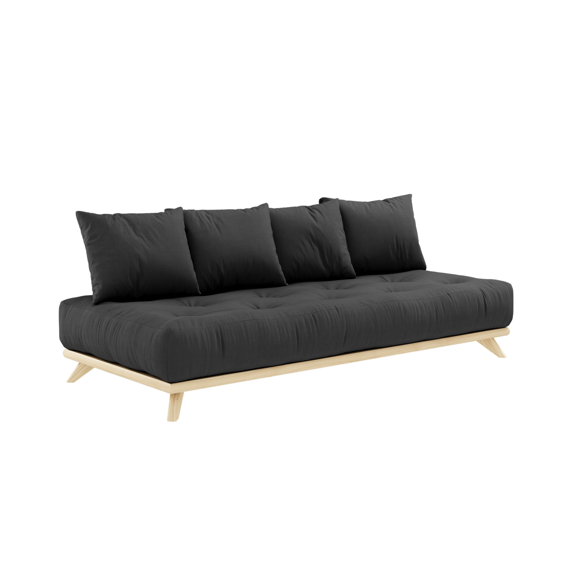 SENZA DAYBED CLAQUÉ EN LAQUE TRANSPARENTE AVEC ENSEMBLE MATELAS SENZA DAYBED GRIS FONCÉ