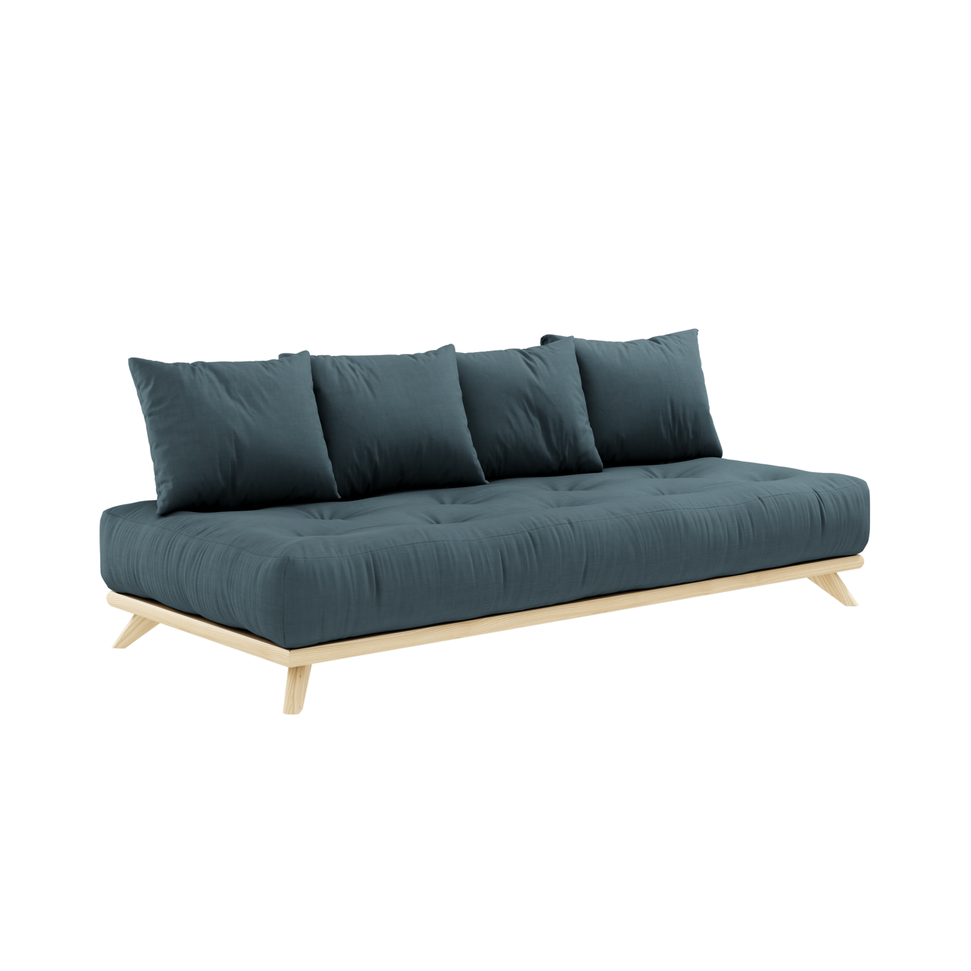 SENZA DAYBED CLEAR LACQUERED W. SENZA DAYBED MATTRESS SET PETROL BLUE