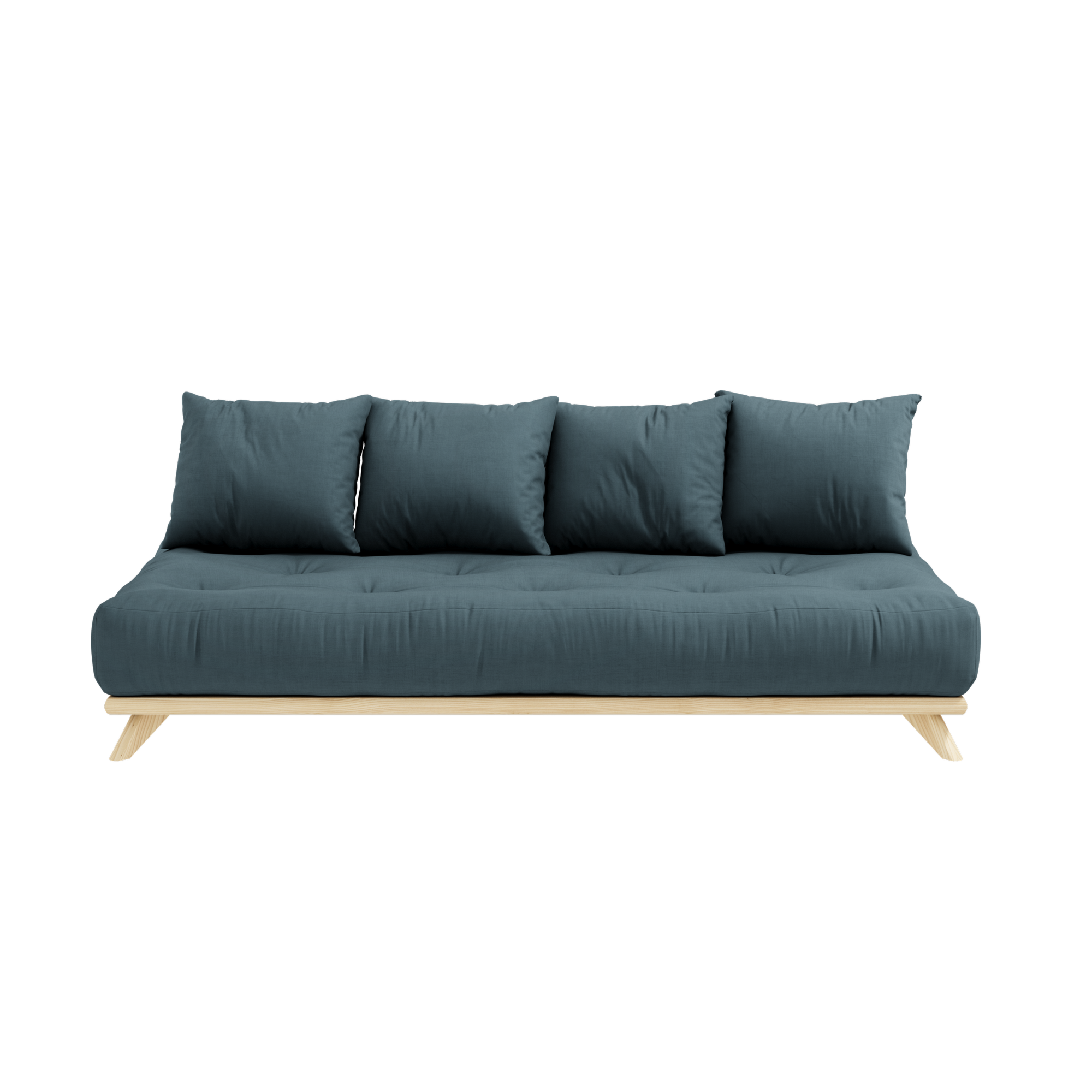 SENZA DAYBED CLEAR LACQUERED W. SENZA DAYBED MATTRESS SET PETROL BLUE