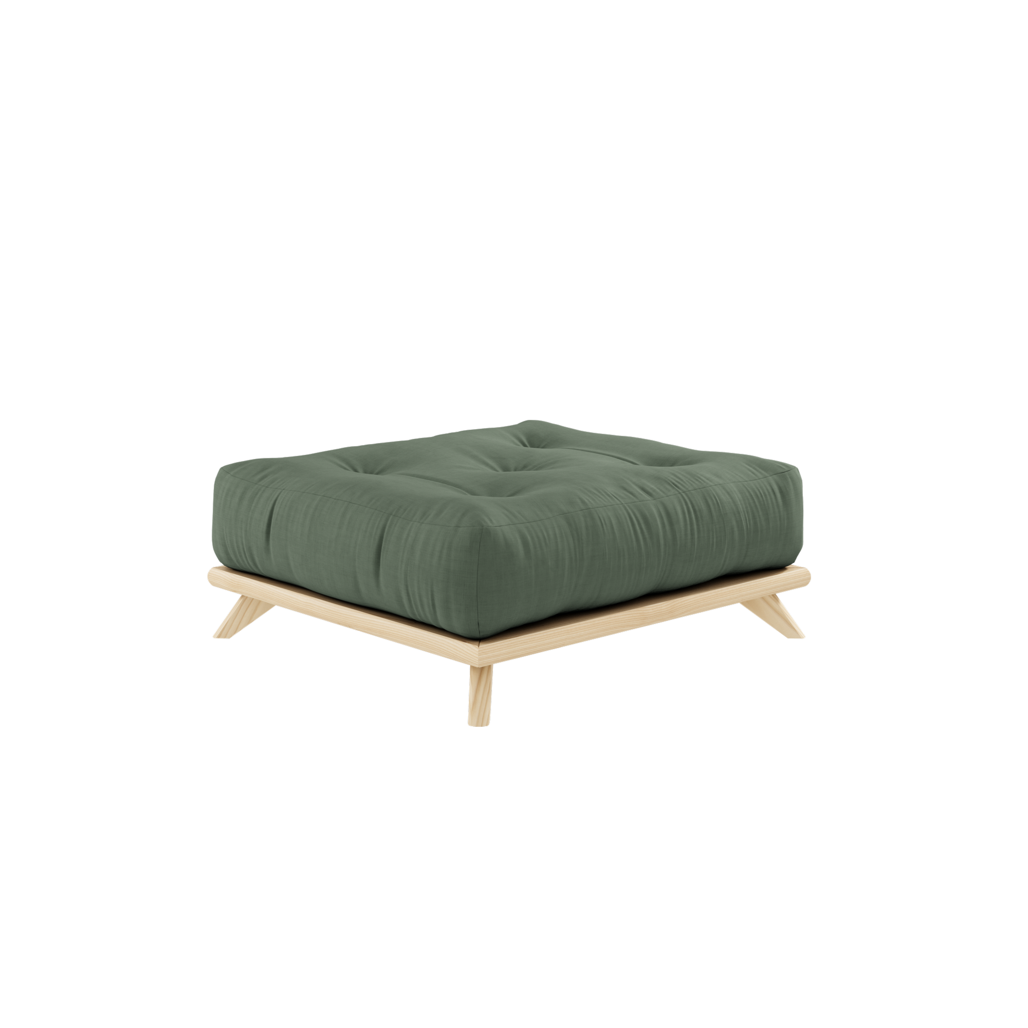 SENZA STOOL CLEAR LACQUERED W. SENZA STOOL MATTRESS OLIVE GREEN