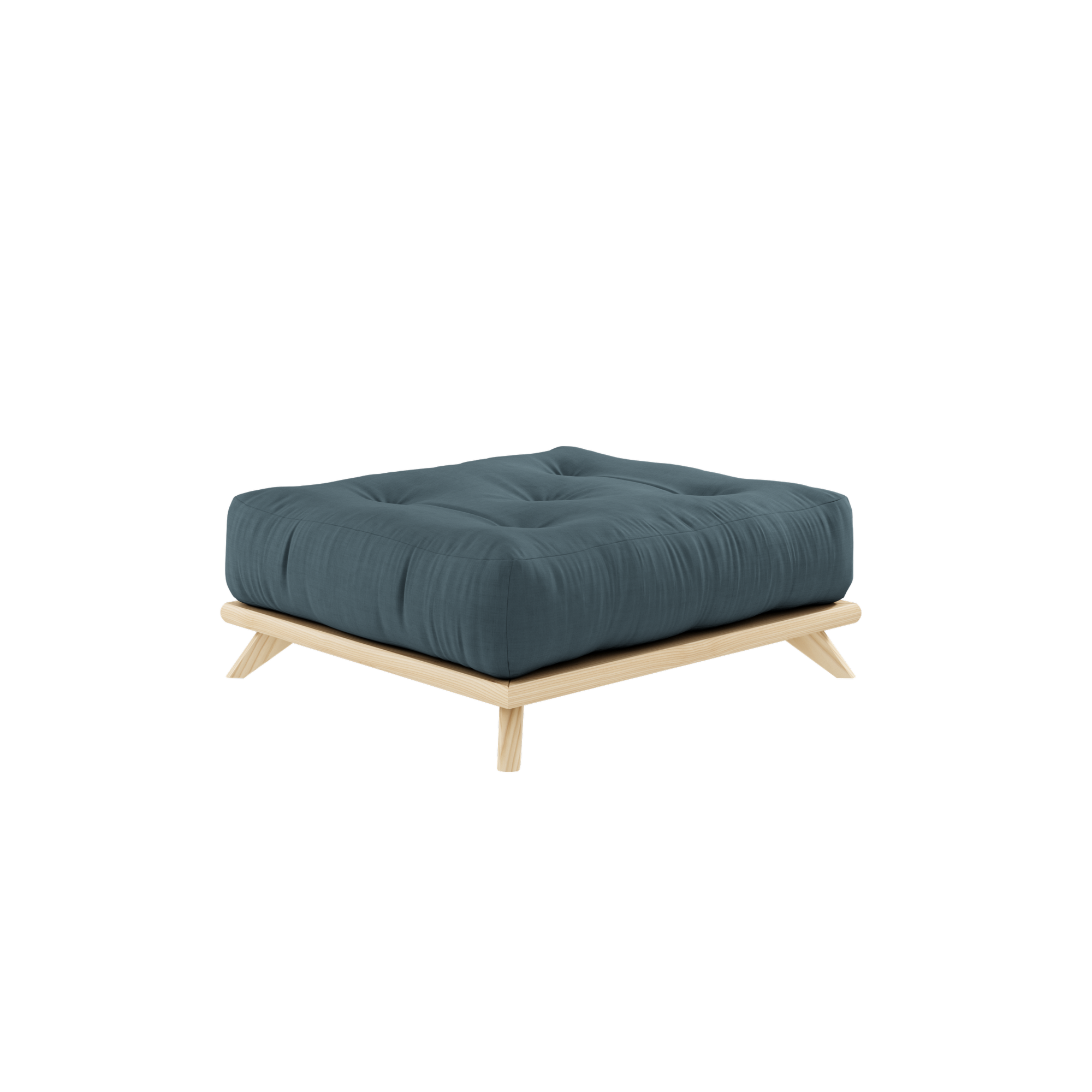 SENZA STOOL CLEAR LACQUERED W. SENZA STOOL MATTRESS PETROL BLUE