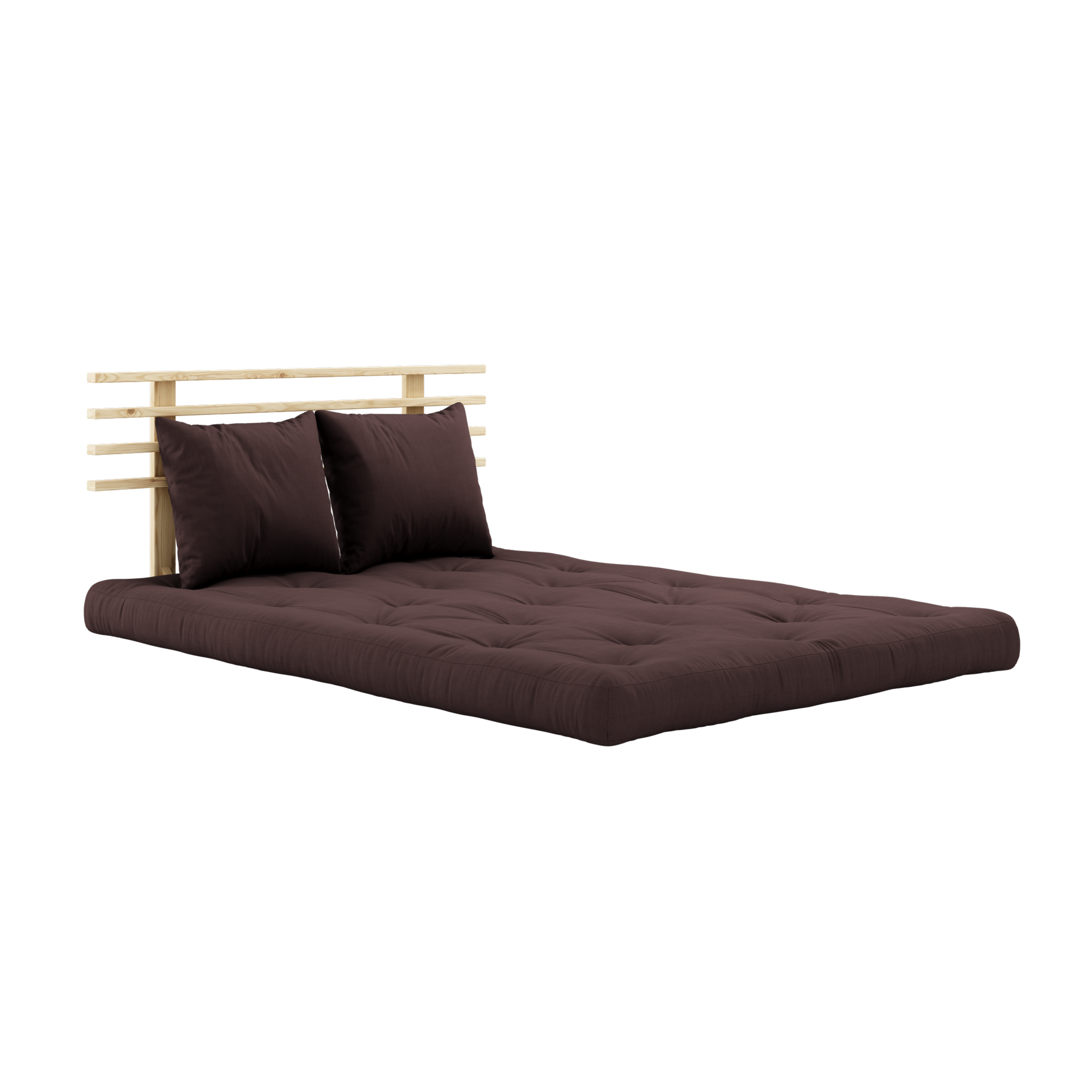 SHIN SANO CLEAR LACQUERED W. SHIN SANO MATTRESS SET BROWN