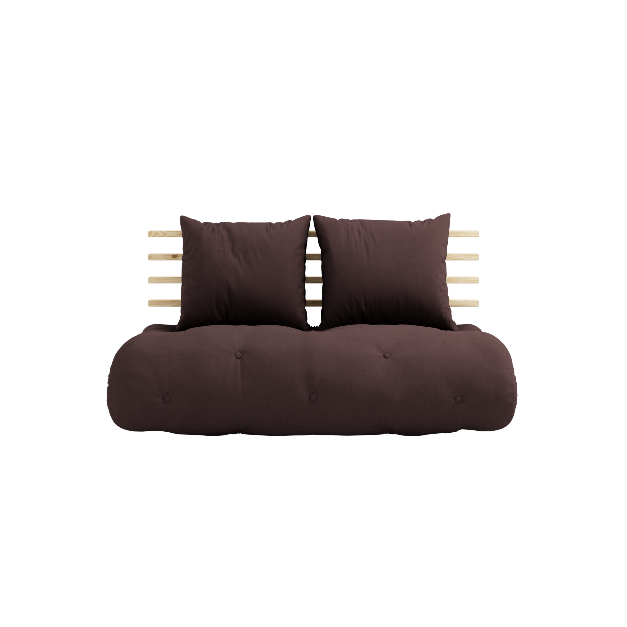 SHIN SANO CLEAR LACQUERED W. SHIN SANO MATTRESS SET BROWN