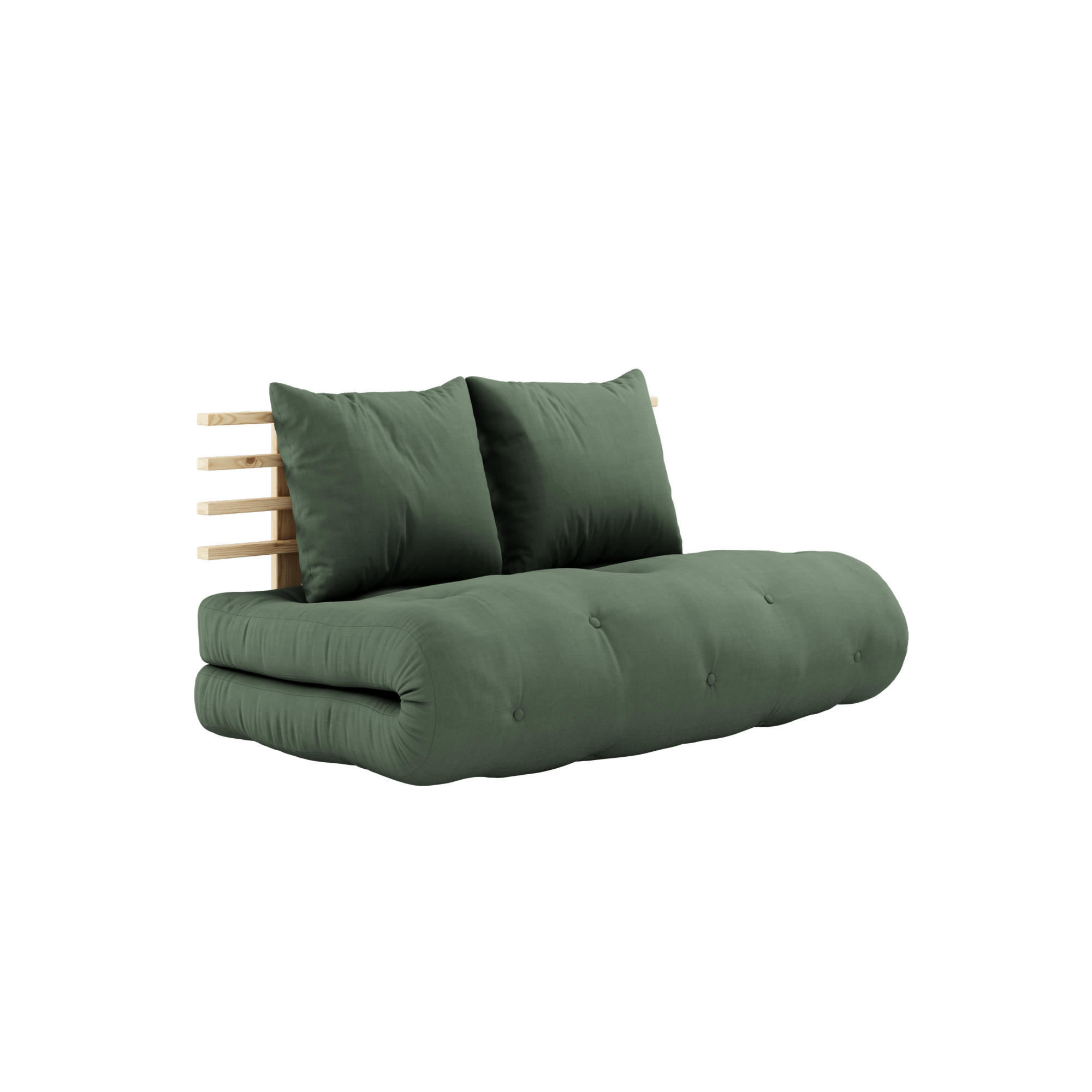 SHIN SANO CLEAR LACQUERED W. SHIN SANO MATTRESS SET OLIVE GREEN