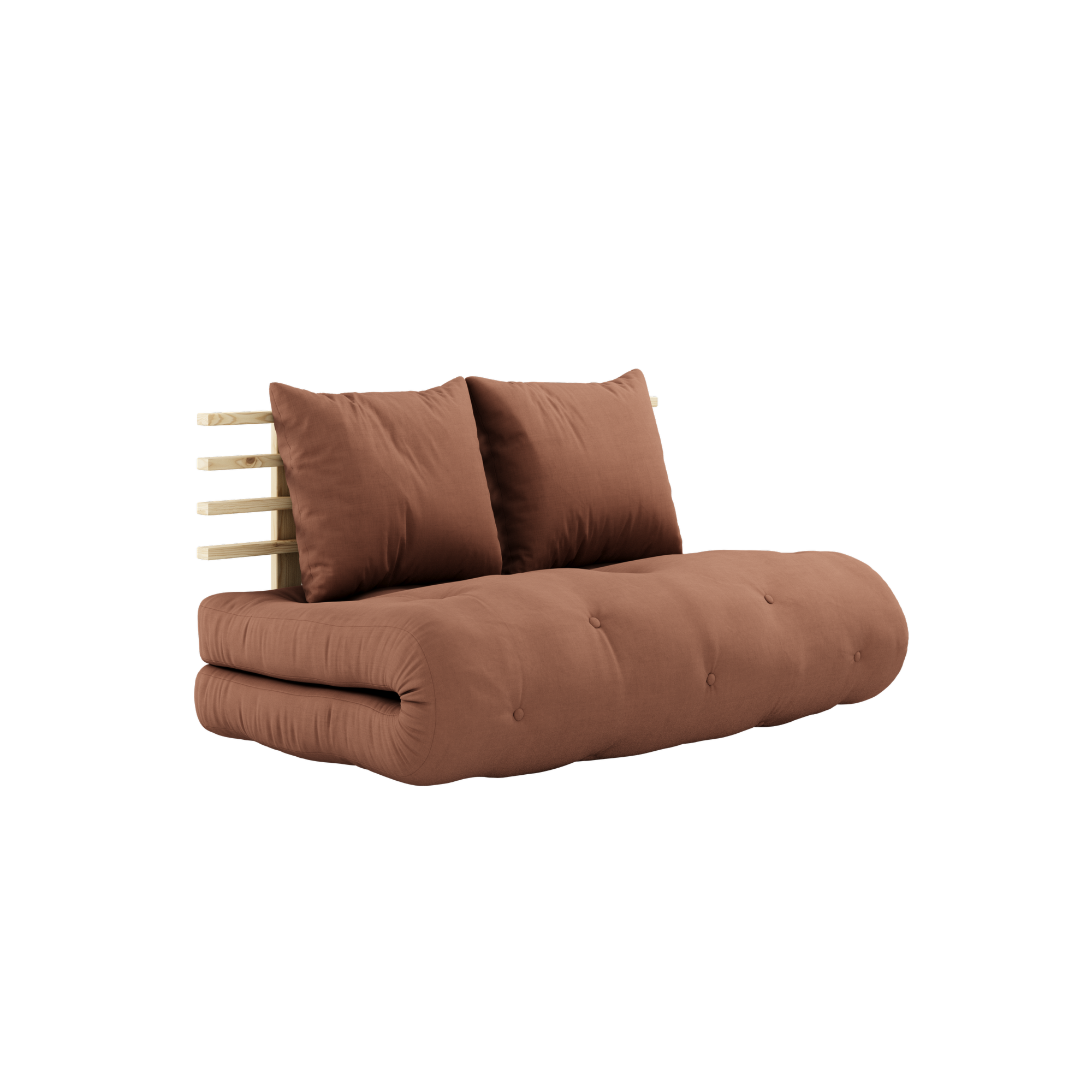 SHIN SANO CLEAR LACQUERED W. SHIN SANO MATTRESS SET CLAY BROWN