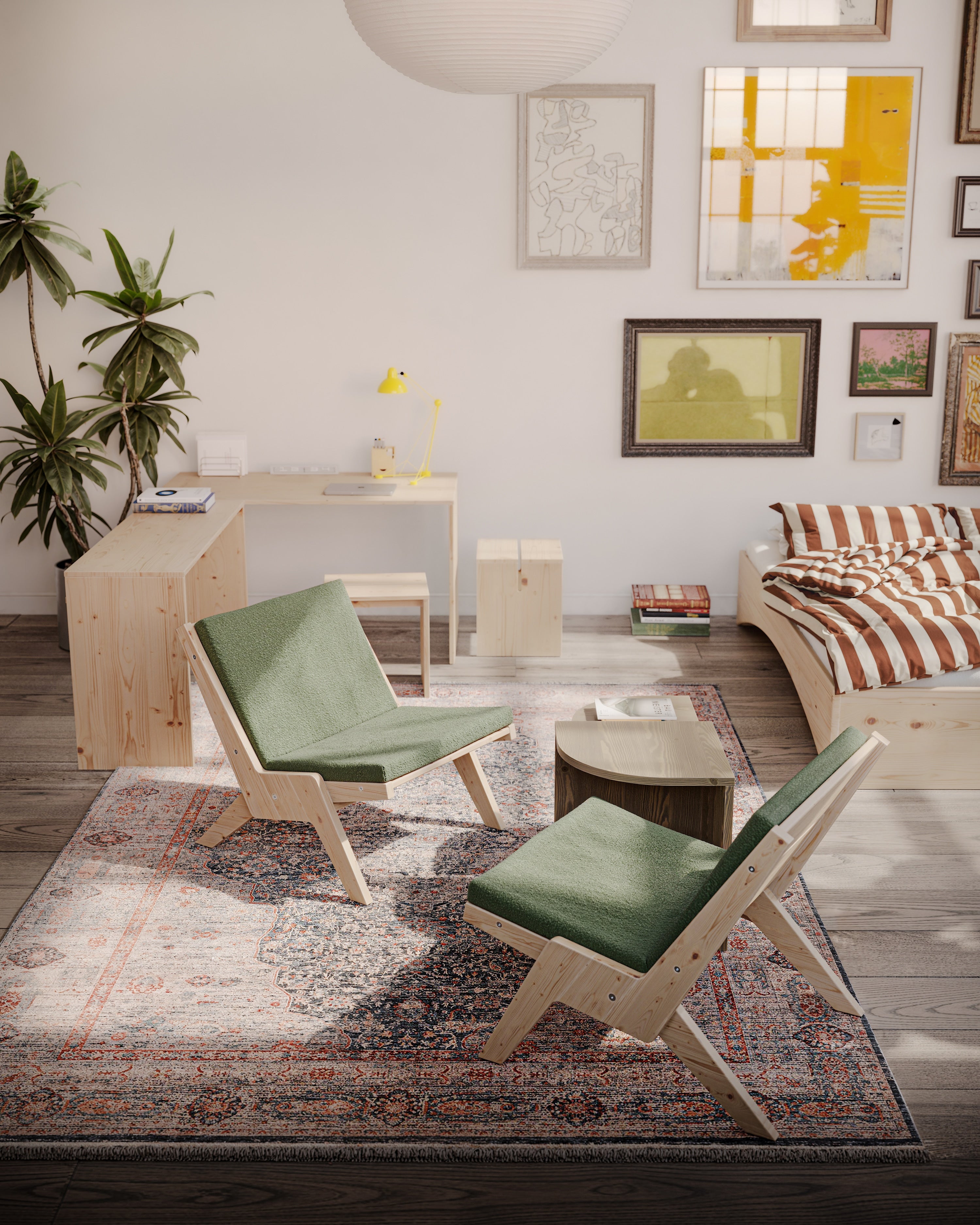 SWAY LOUNGE CHAIR RAW W. PEBBLE BEIGE MATTRESS