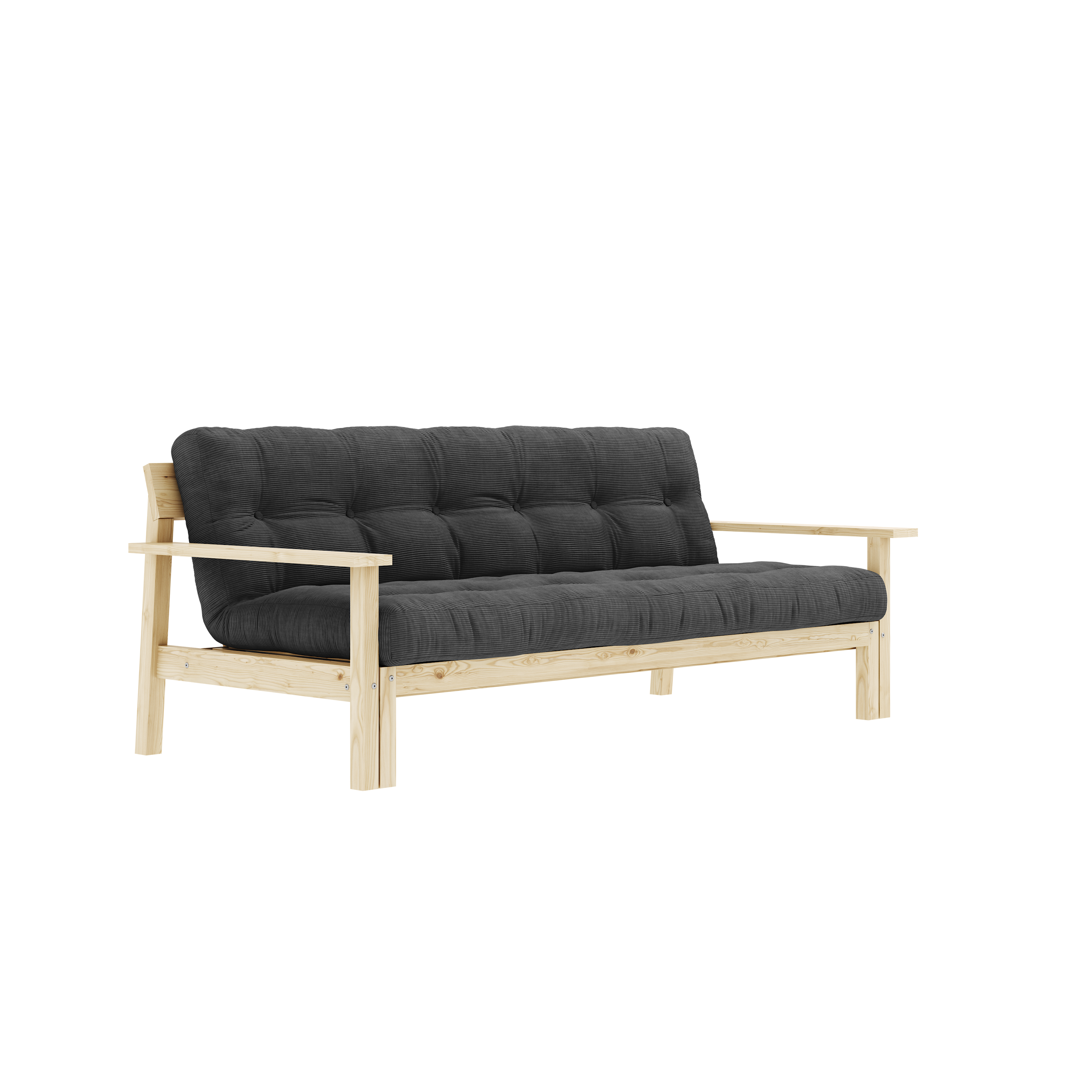 UNWIND CLEAR LACQUERED W. 5-LAYER MIXED MATTRESS CHARCOAL