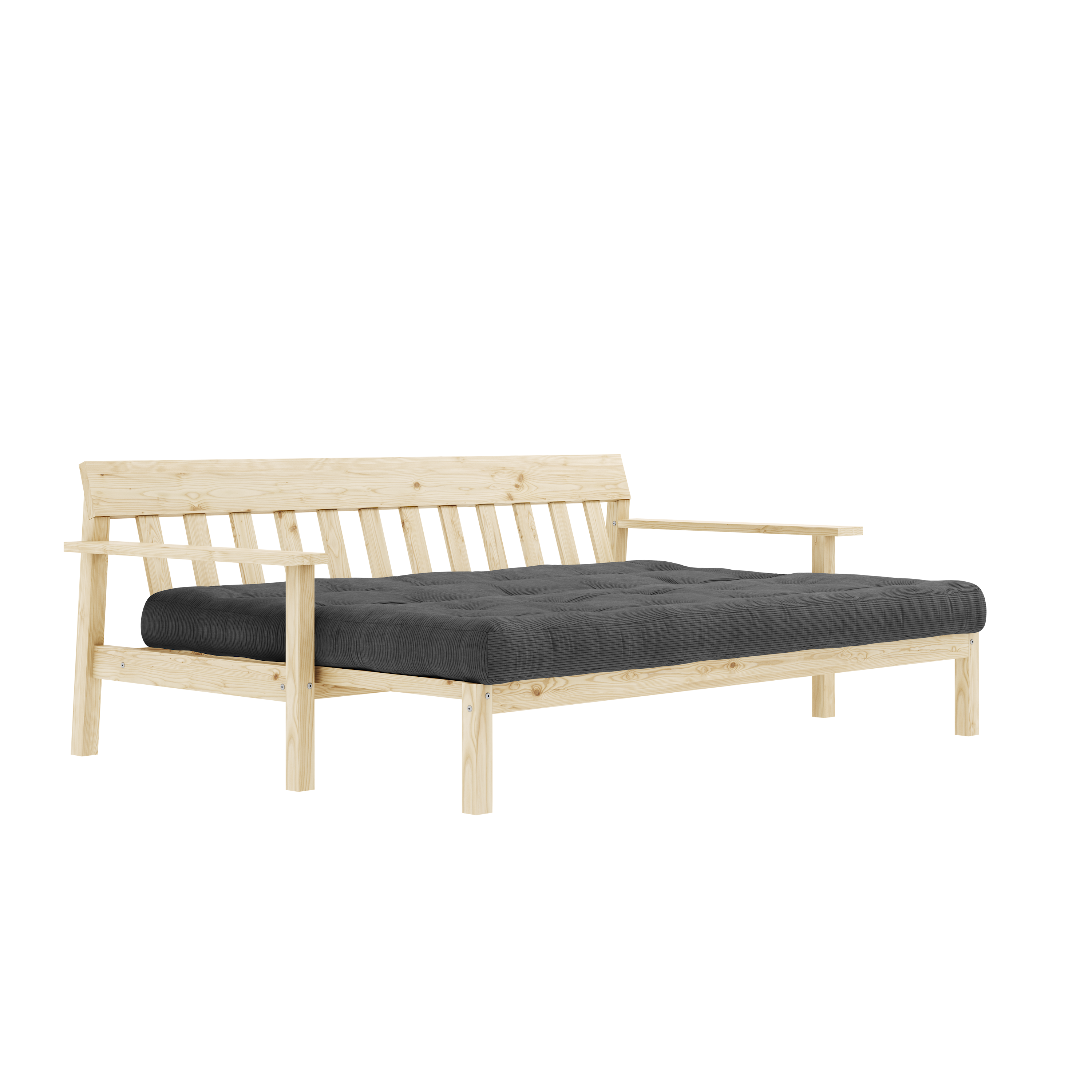 UNWIND CLEAR LACQUERED W. 5-LAYER MIXED MATTRESS CHARCOAL