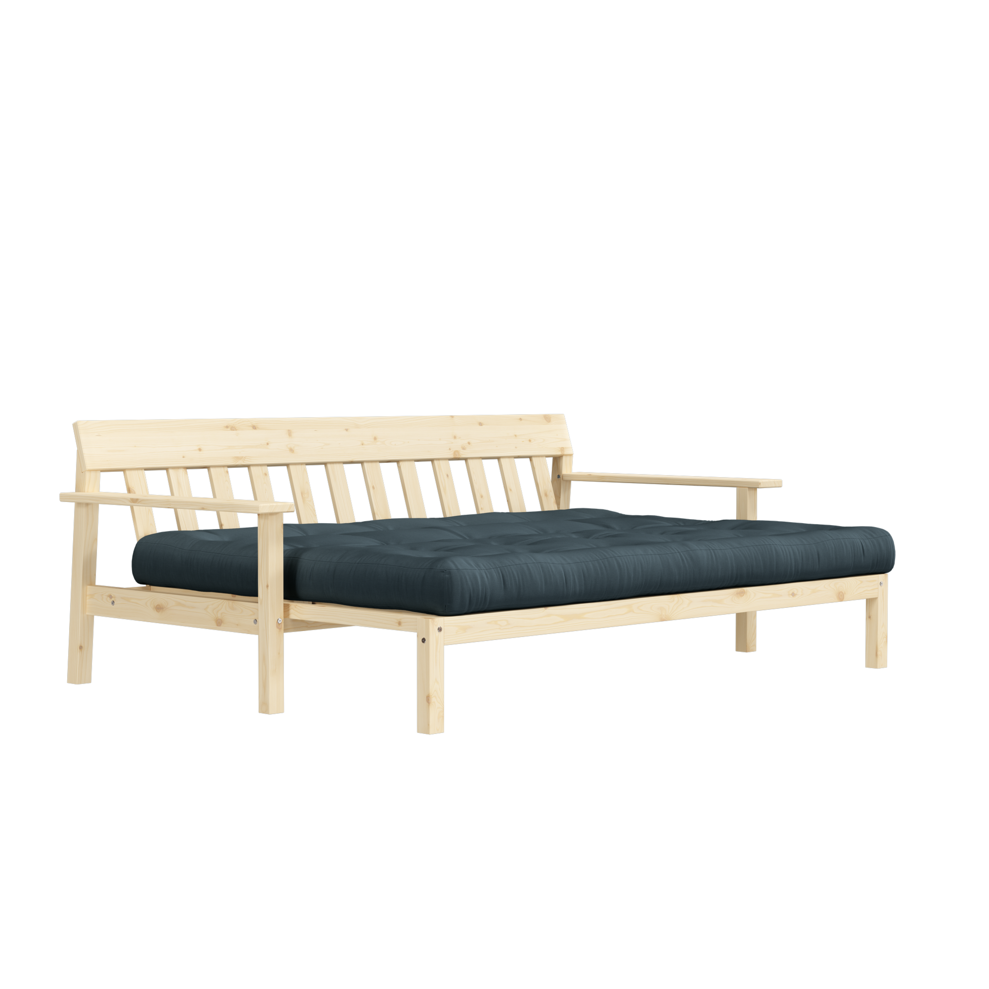 DÉPOUILLEZ LAQUEE CLAIR AVEC MATELAS MIXTE 5 COUCHES BLEU PETROLE