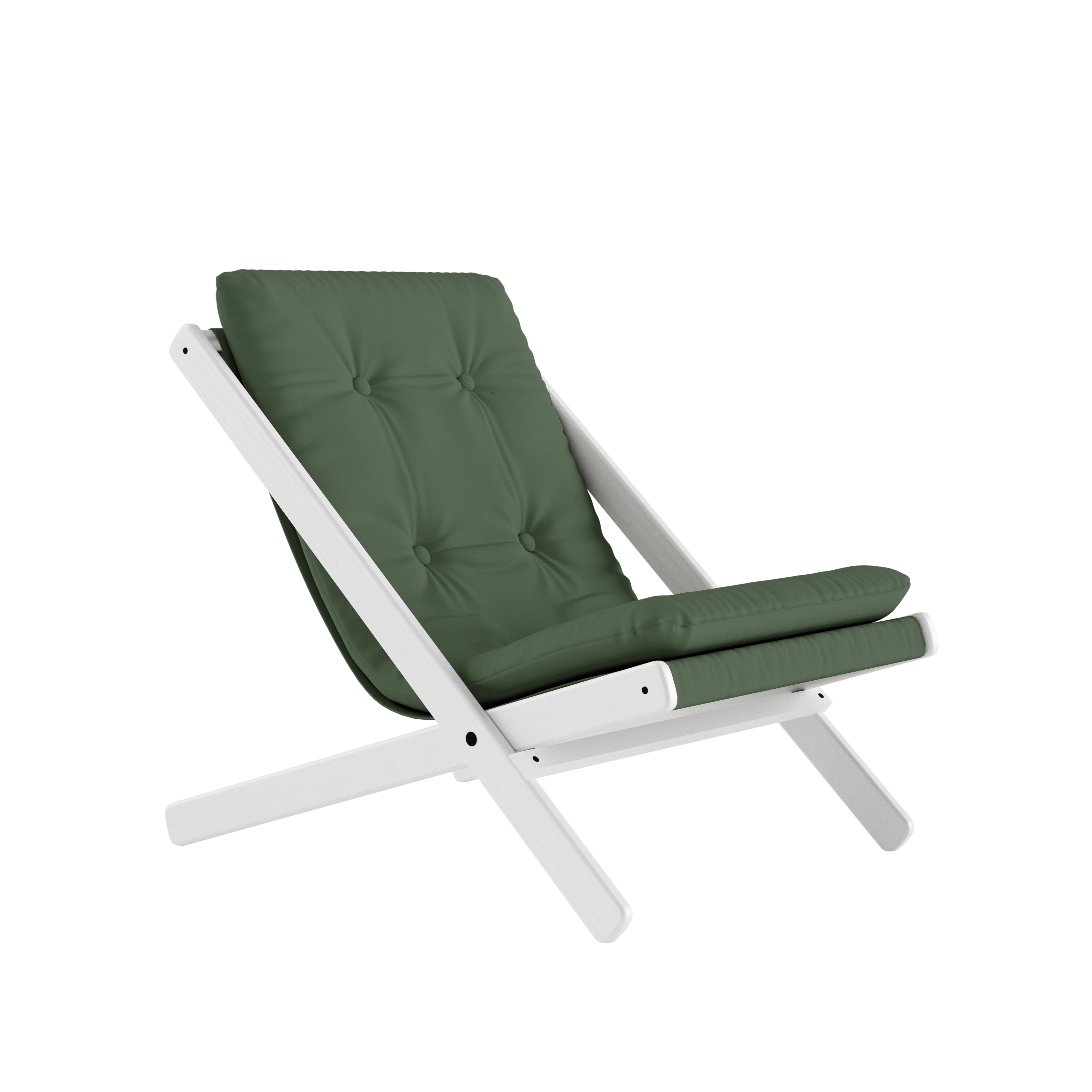 BOOGIE BLANCHI EN LAQUE HÊTRE AVEC MATELAS BOOGIE VERT OLIVE