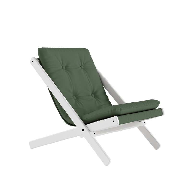 BOOGIE BLANCHI EN LAQUE HÊTRE AVEC MATELAS BOOGIE VERT OLIVE
