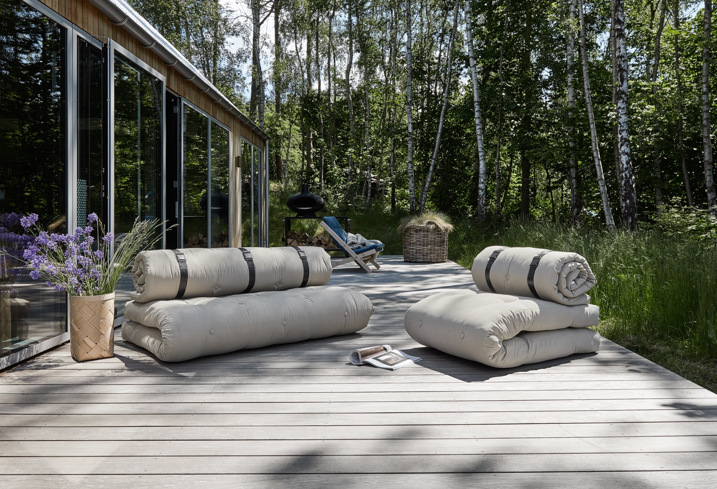 BUCKLE-UP SOFA OUT™ GRIS FONCÉ AVEC 3 CEINTURES EN NYLON NOIR