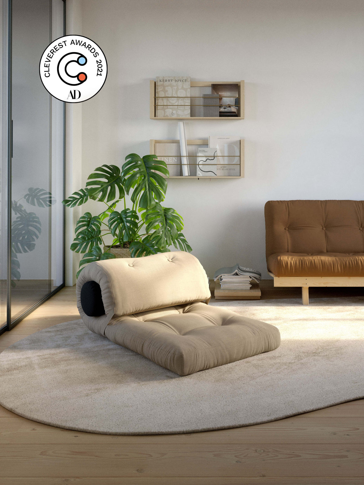 WRAP BROWN W. 1 CUSHION DARK GREY