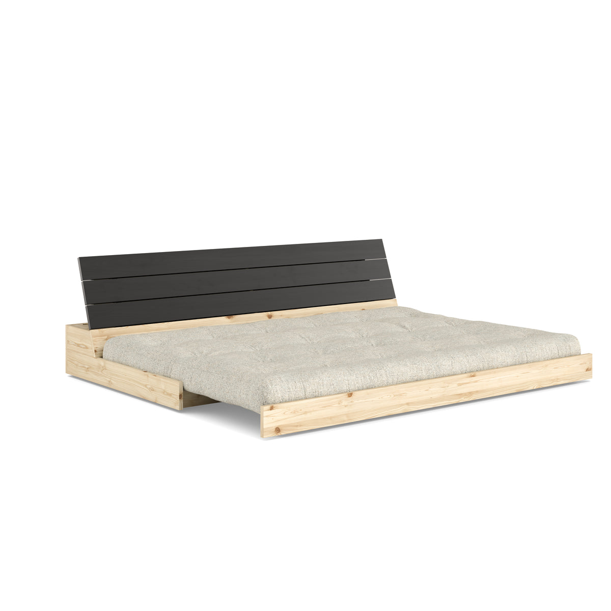 BASE BLACK NIGHT LACQUERED W. 5-LAYER MIXED MATTRESS SOFT CHALK