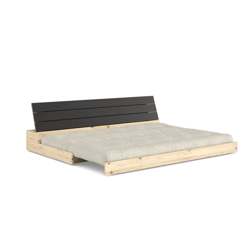 BASE BLACK NIGHT LACQUERED W. 5-LAYER MIXED MATTRESS SOFT CHALK