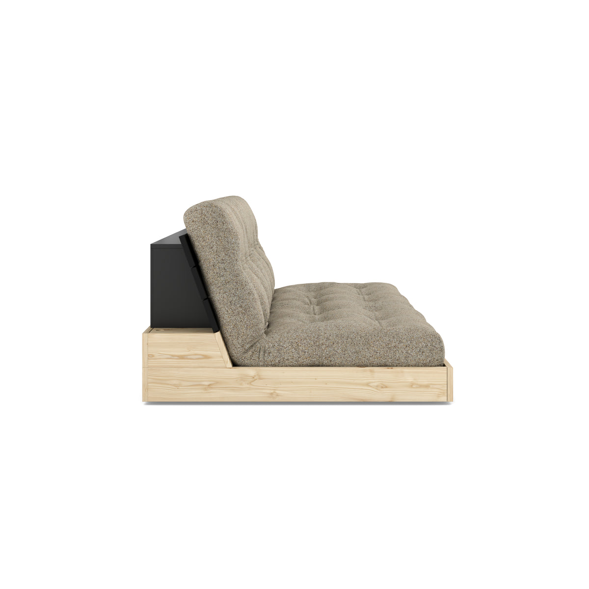 BASE BLACK NIGHT LACQUERED W. 5-LAYER MIXED MATTRESS WARM SAND
