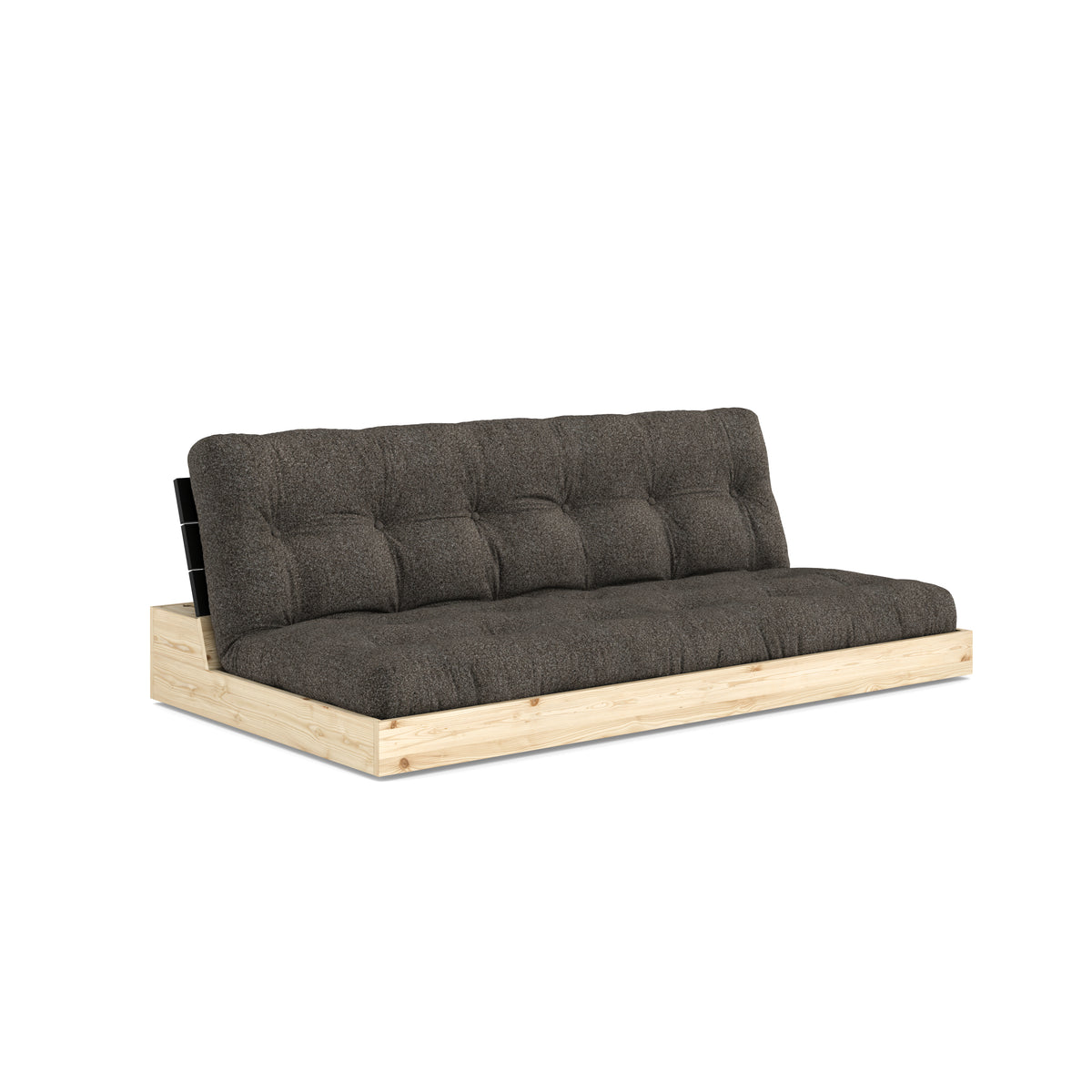 BASE BLACK NIGHT LACQUERED W. 5-LAYER MIXED MATTRESS MELLOW BROWN