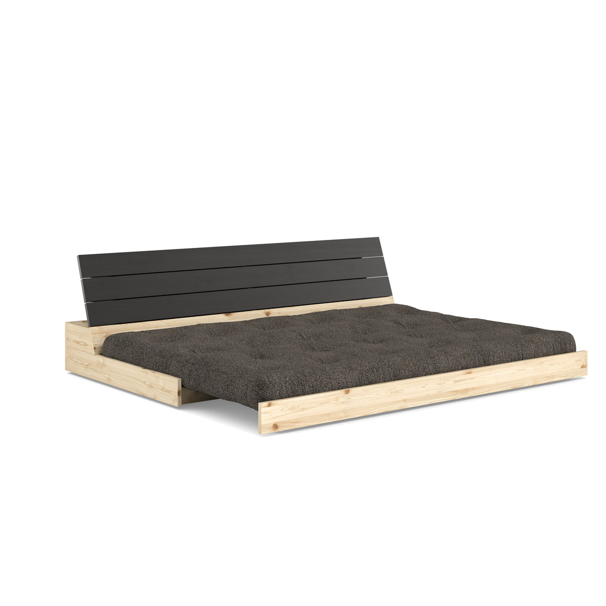 BASE BLACK NIGHT LACQUERED W. 5-LAYER MIXED MATTRESS MELLOW BROWN