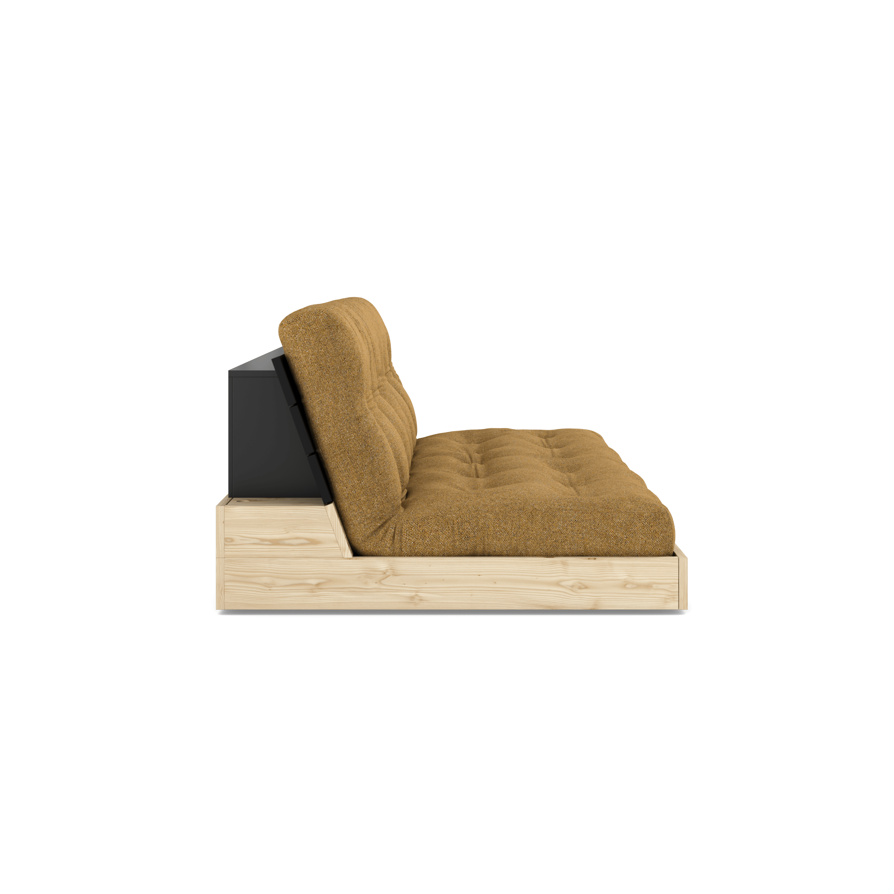 BASE BLACK NIGHT LACQUERED W. 5-LAYER MIXED MATTRESS GOLDEN OCHRE