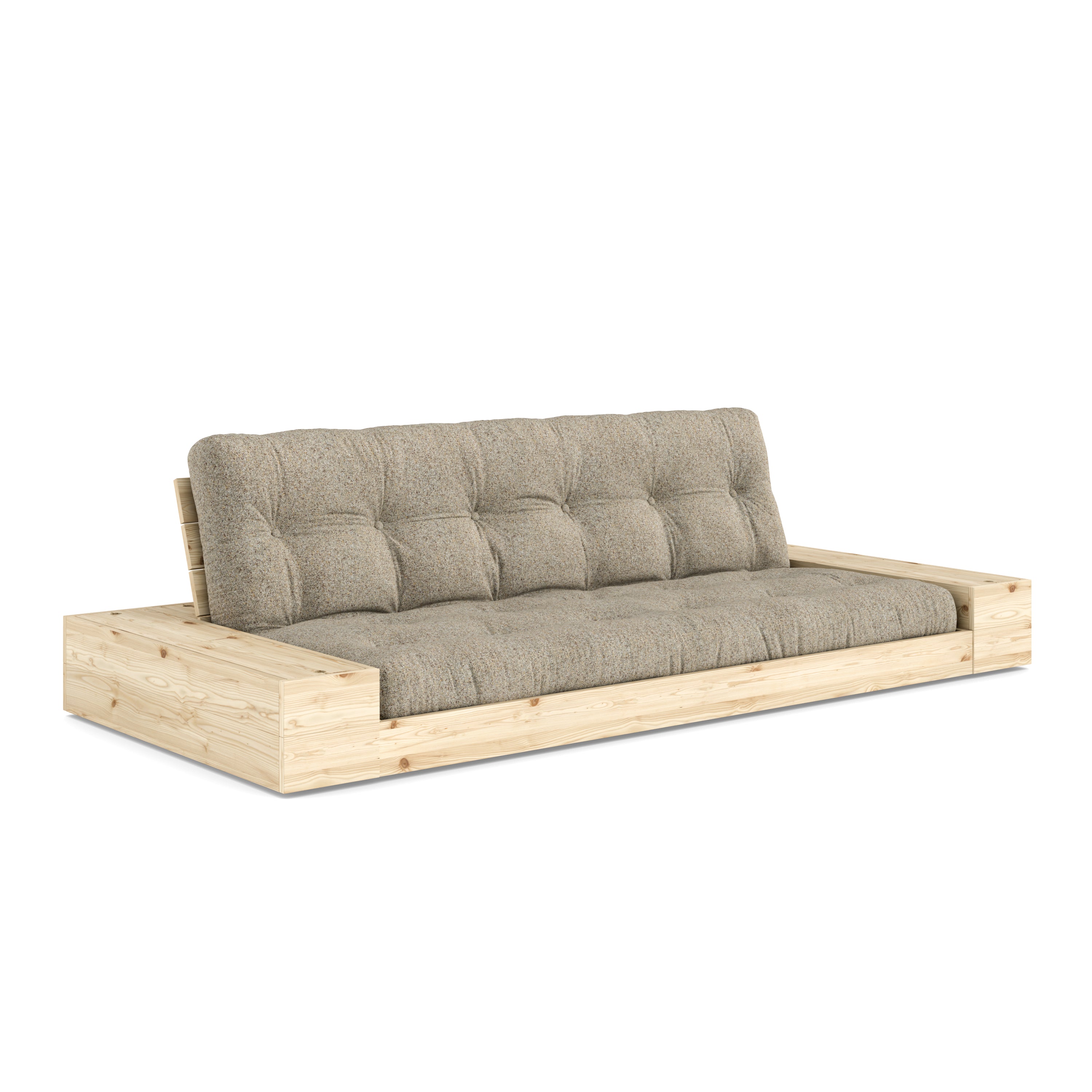 BASE CLEAR LACQUERED W. 2 SIDEBOXES CLEAR W. 5-LAYER MIXED MATTRESS WARM SAND