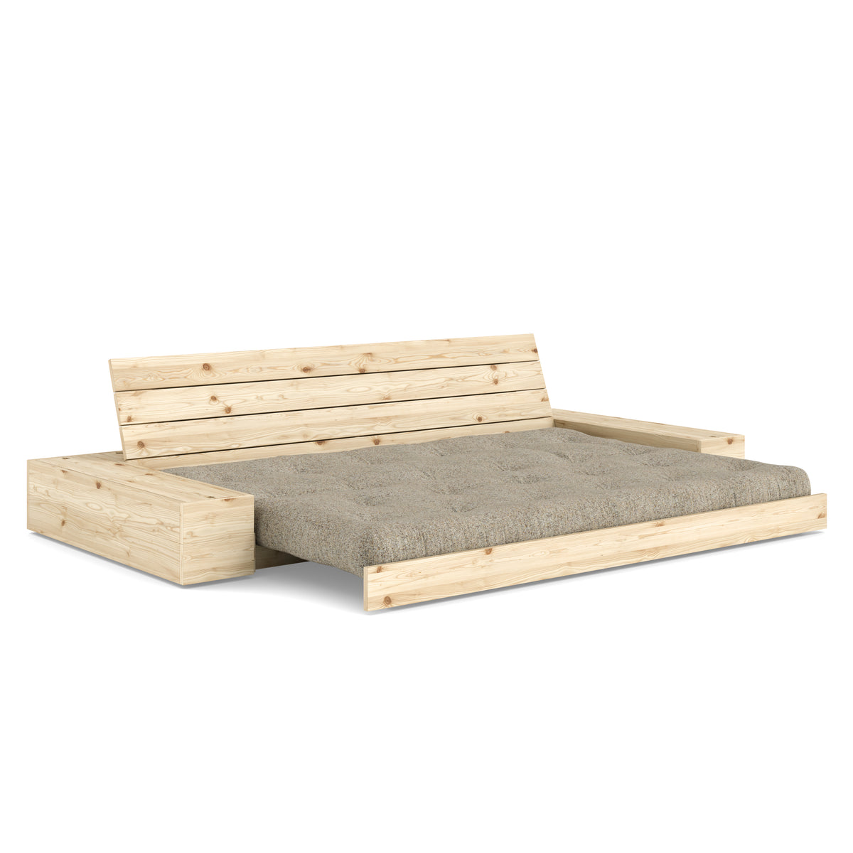 BASE CLEAR LACQUERED W. 2 SIDEBOXES CLEAR W. 5-LAYER MIXED MATTRESS WARM SAND