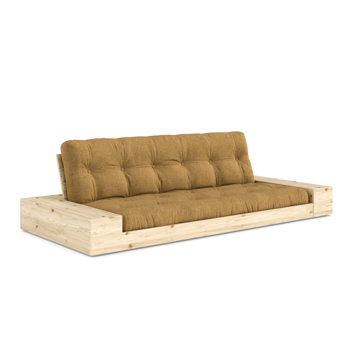BASE CLEAR LACQUERED W. 2 SIDEBOXES CLEAR W. 5-LAYER MIXED MATTRESS GOLDEN OCHRE
