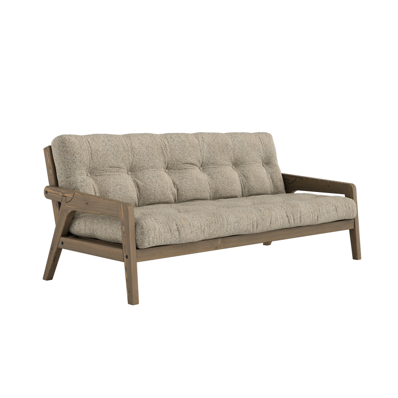 GRAB CAROB BROWN LACQUERED W. 5-LAYER MIXED MATTRESS WARM SAND