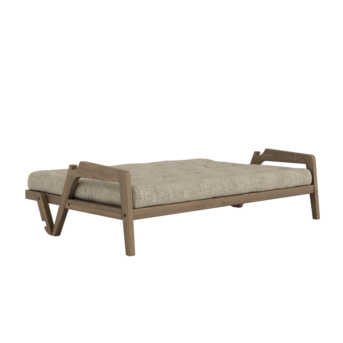 GRAB CAROB BROWN LACQUERED W. 5-LAYER MIXED MATTRESS WARM SAND