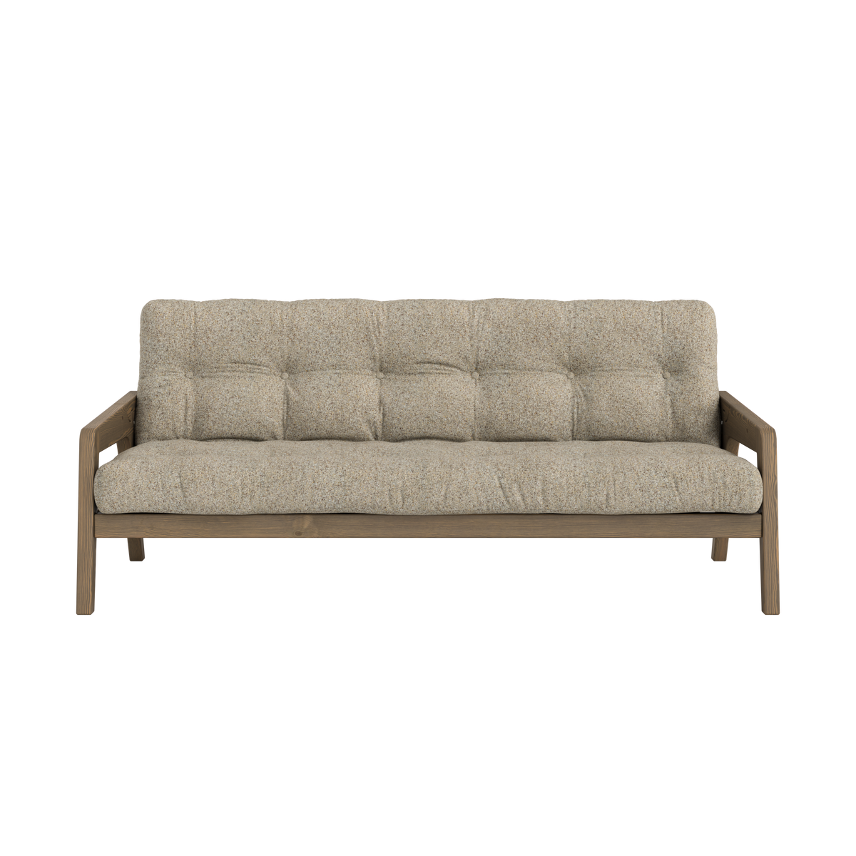 GRAB CAROB BROWN LACQUERED W. 5-LAYER MIXED MATTRESS WARM SAND