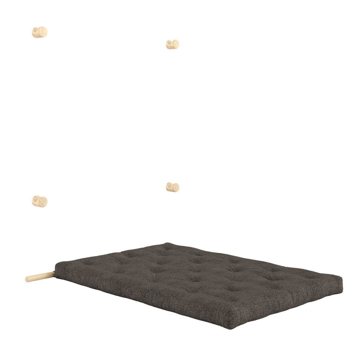 HOOKED RAW 135 X 200 W. BRAVO MATTRESS MELLOW BROWN