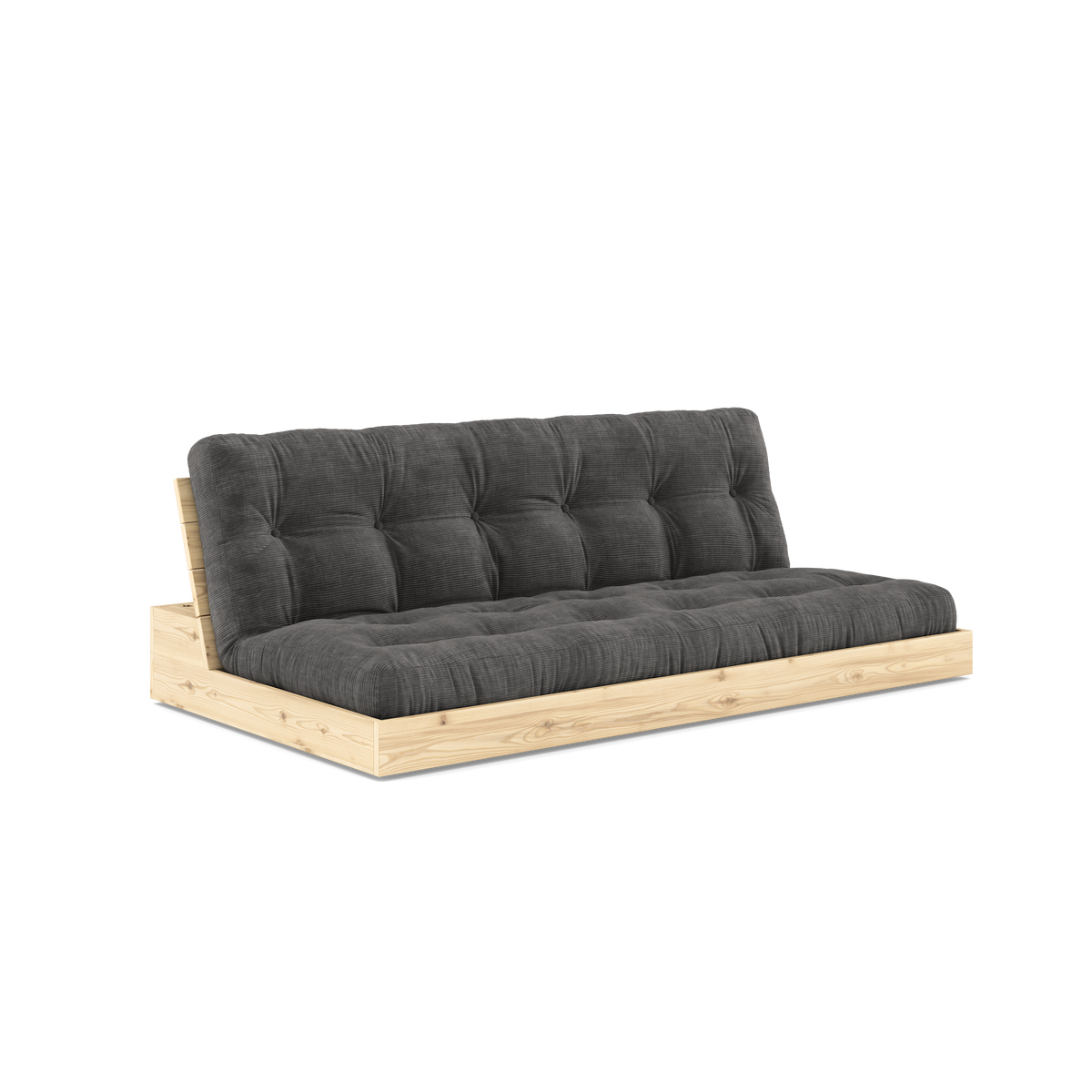 BASE CLEAR LACQUERED W. 5-LAYER MIXED MATTRESS CHARCOAL